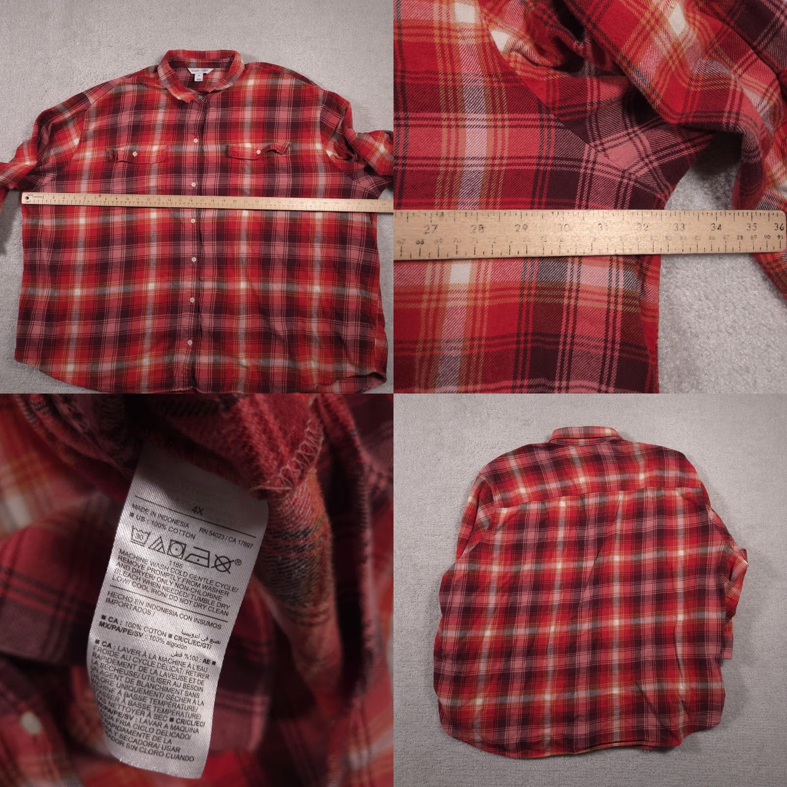 Old Navy Old Navy Shirt Womens 4X Red Plaid Boyfriend Flannel Button Down Long Sleeve Size XXL / US 16-18 / IT 52-54 - 8 Thumbnail