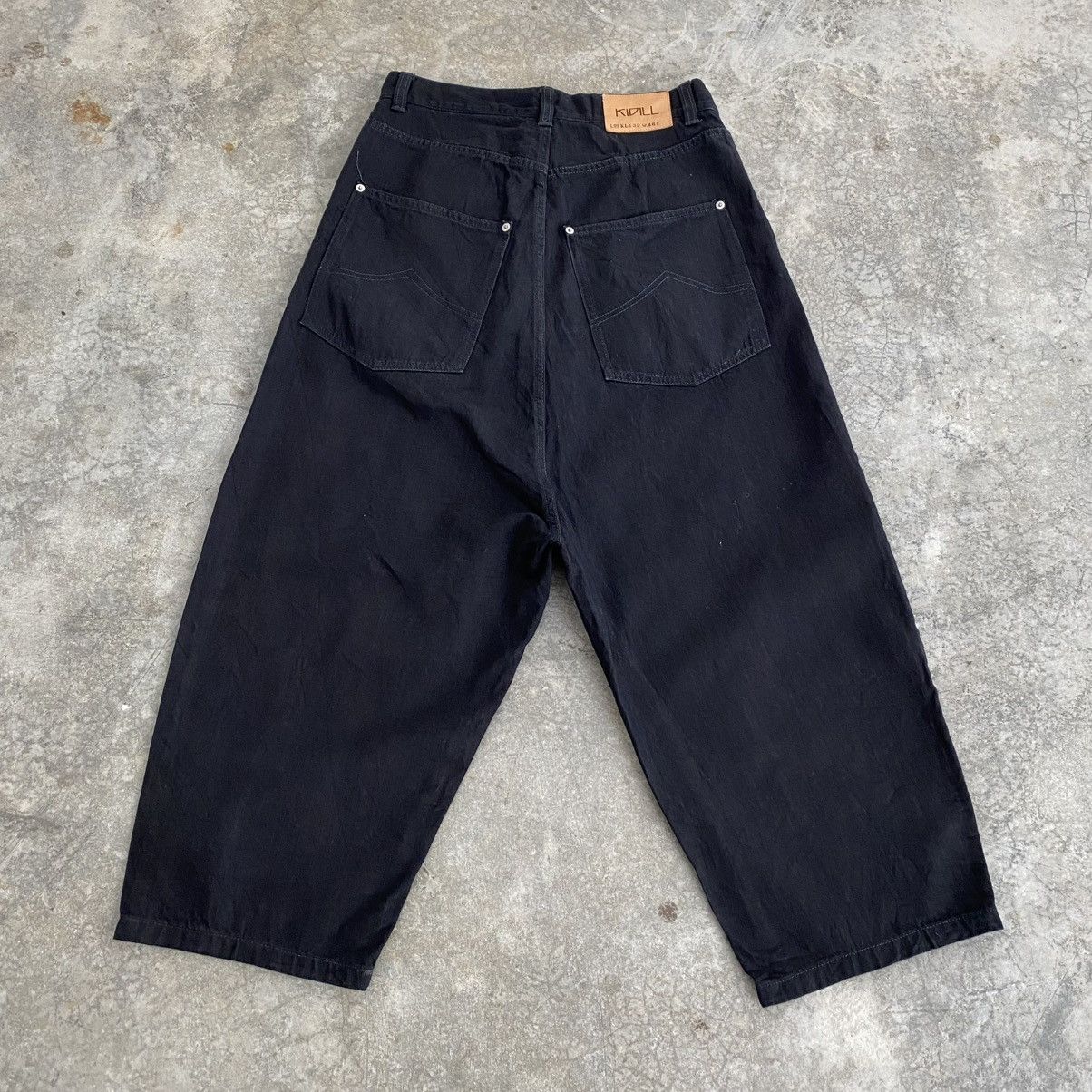 KIDILL KIDILL KL132 Black Drop Crotch Wide Cropped Denim Jeans Size US 30 / EU 46 - 8 Thumbnail