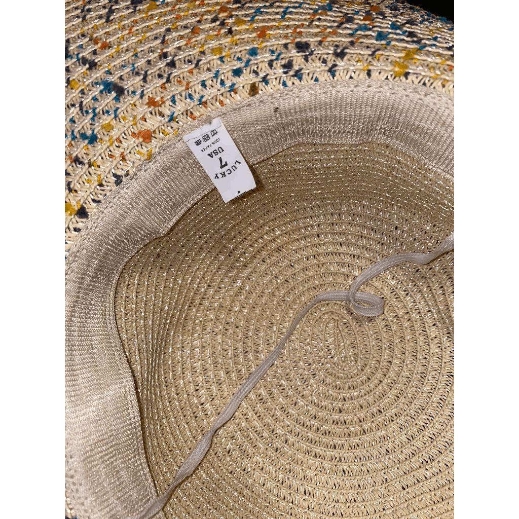 Lucky Brand Lucky 7 USA Beige w/Yellow, Orange, Blue, Straw Floppy Bow S Size ONE SIZE - 4 Thumbnail