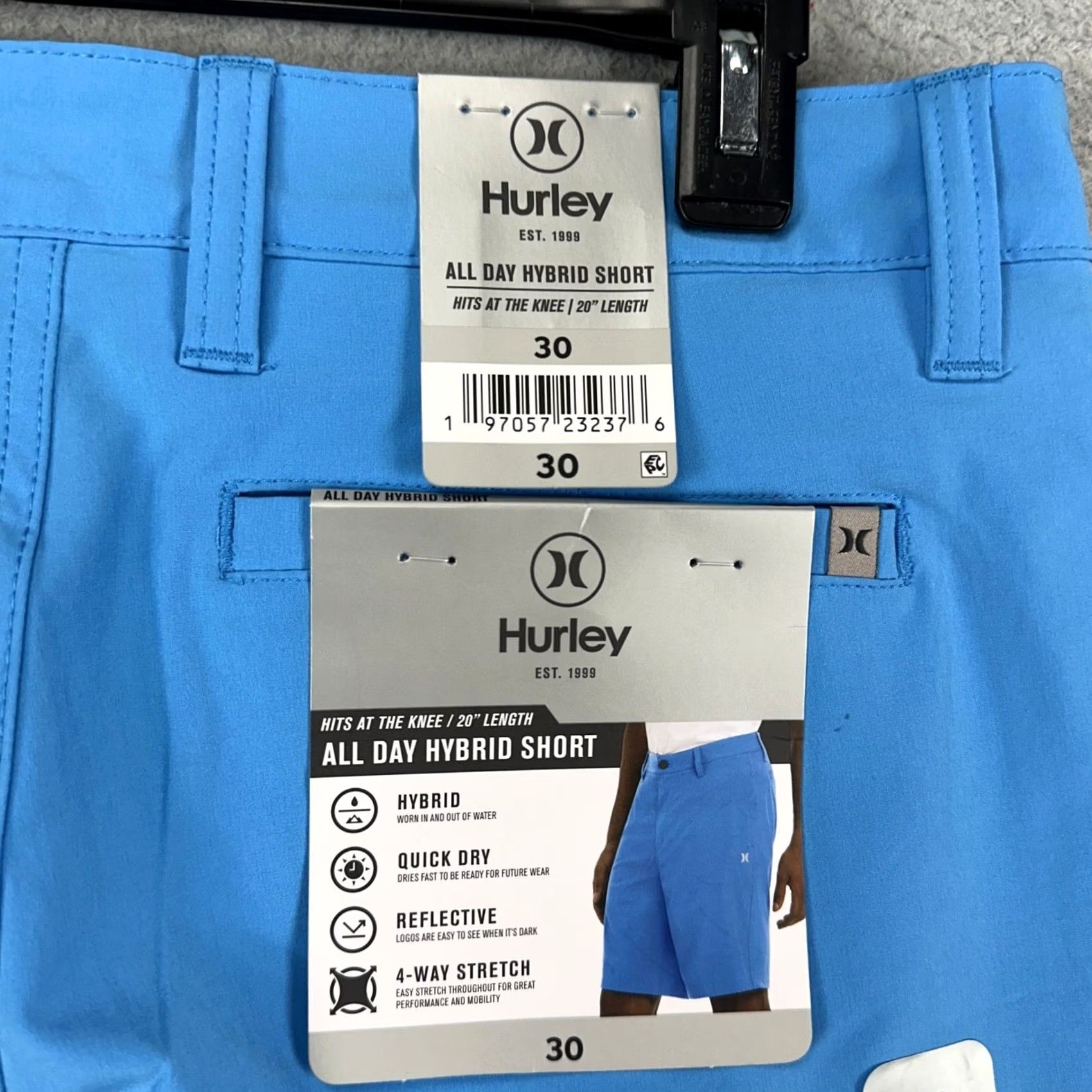 Hurley Hurley Mens All Day Hybrid Shorts 30 Blue Chino Stretch Flat Front Outdoor NEW Size US 30 / EU 46 - 2 Thumbnail