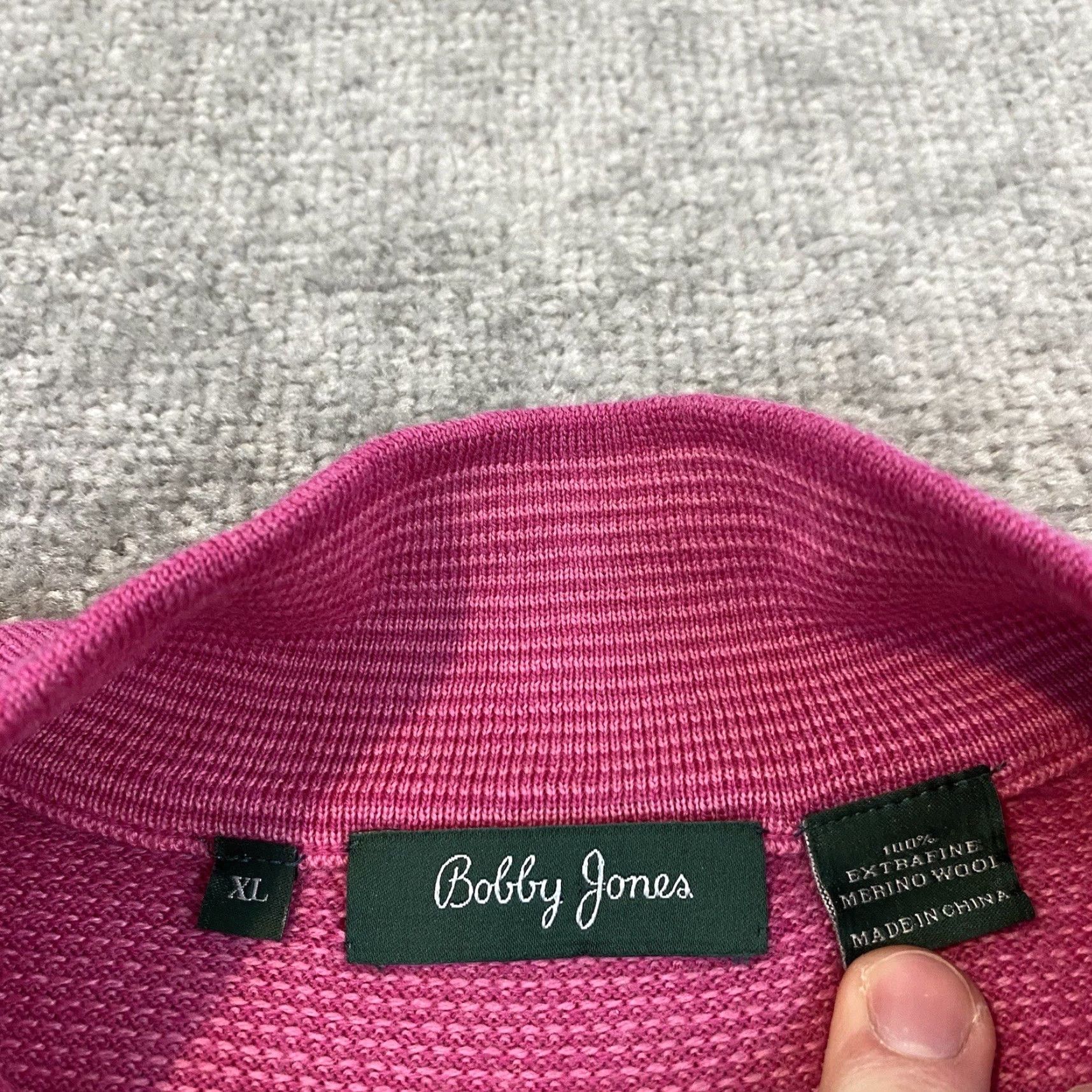 Vintage BOBBY JONES Wool Sweater Men XL Pink 1/4 Zip Pullover Golf Merino Rehoboth Beach Size US XL / EU 56 / 4 - 4 Thumbnail