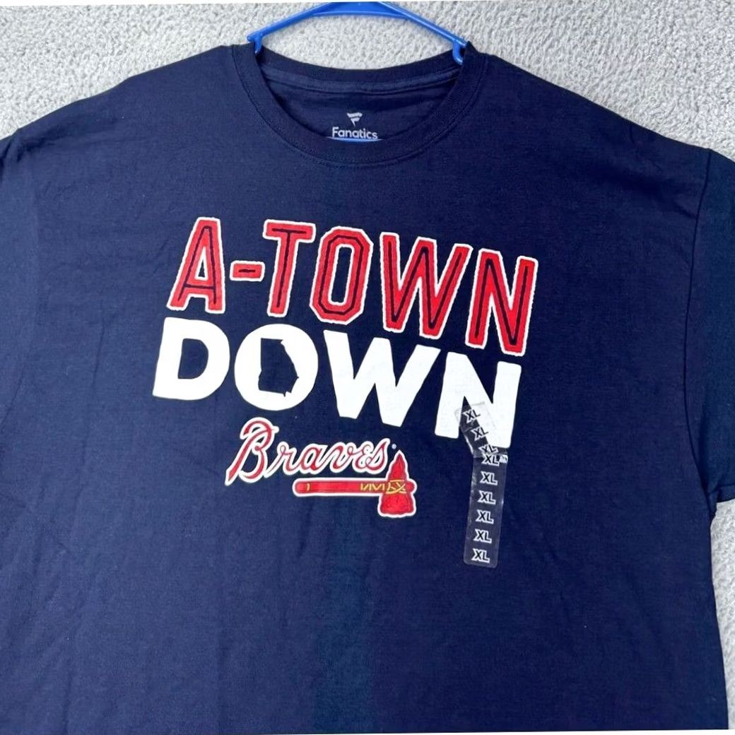 Vintage Fanatics T-Shirt Adult XL Navy Blue Braves Short Sleeve Crew Neck Mens NEW Size US XL / EU 56 / 4 - 4 Thumbnail