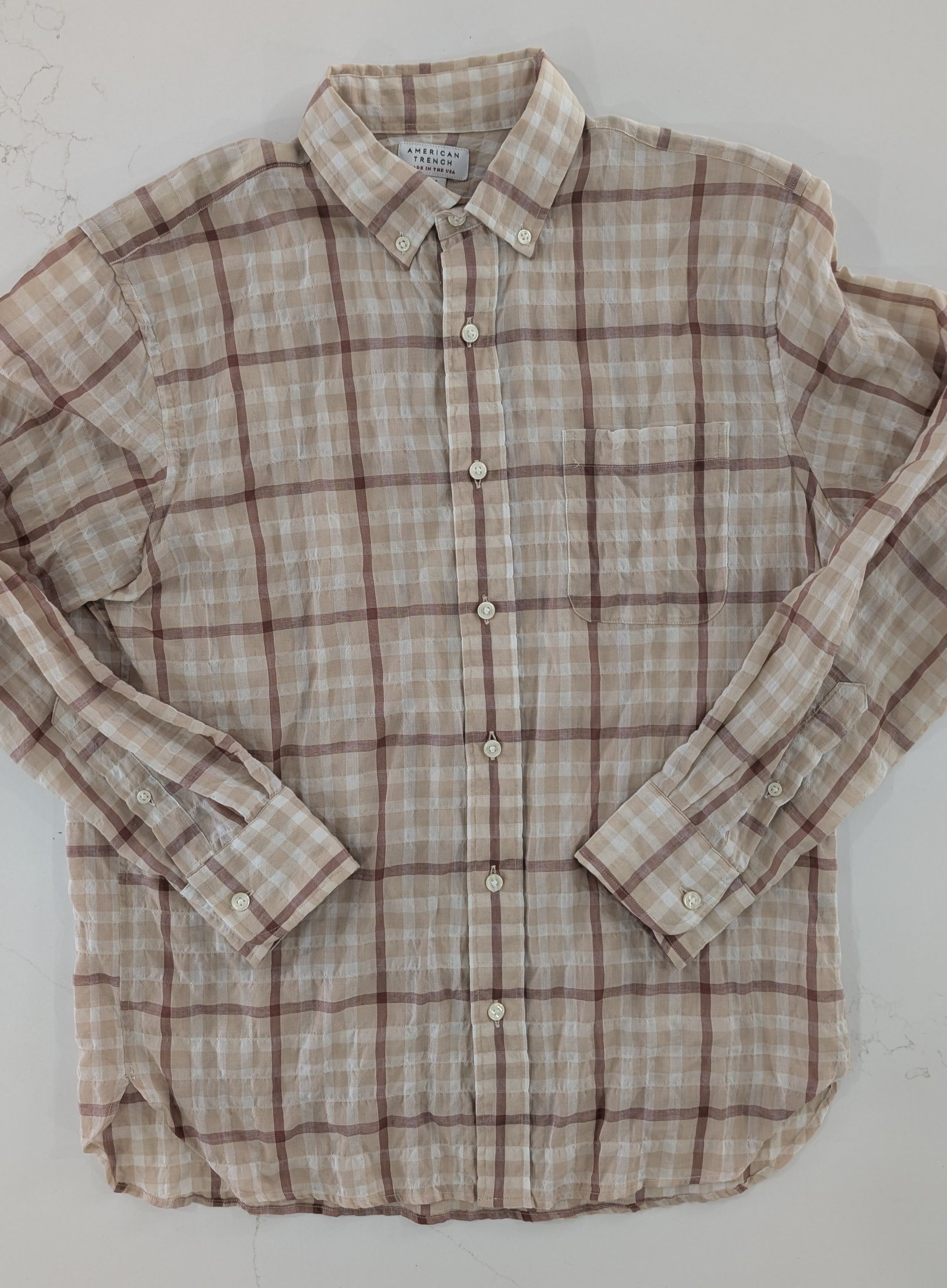 American Trench American Trench Plaid Seersucker Shirt Mens M Size US M / EU 48-50 / 2 - 1 Thumbnail