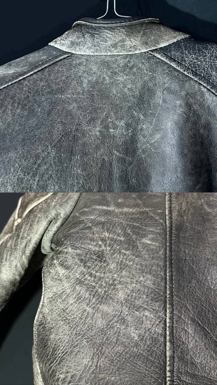 Genuine Leather × Leather Real Leather Jacket Vintage Motorcycle Biker Retro Racer Size L / US 10 / IT 46 - 10 Thumbnail