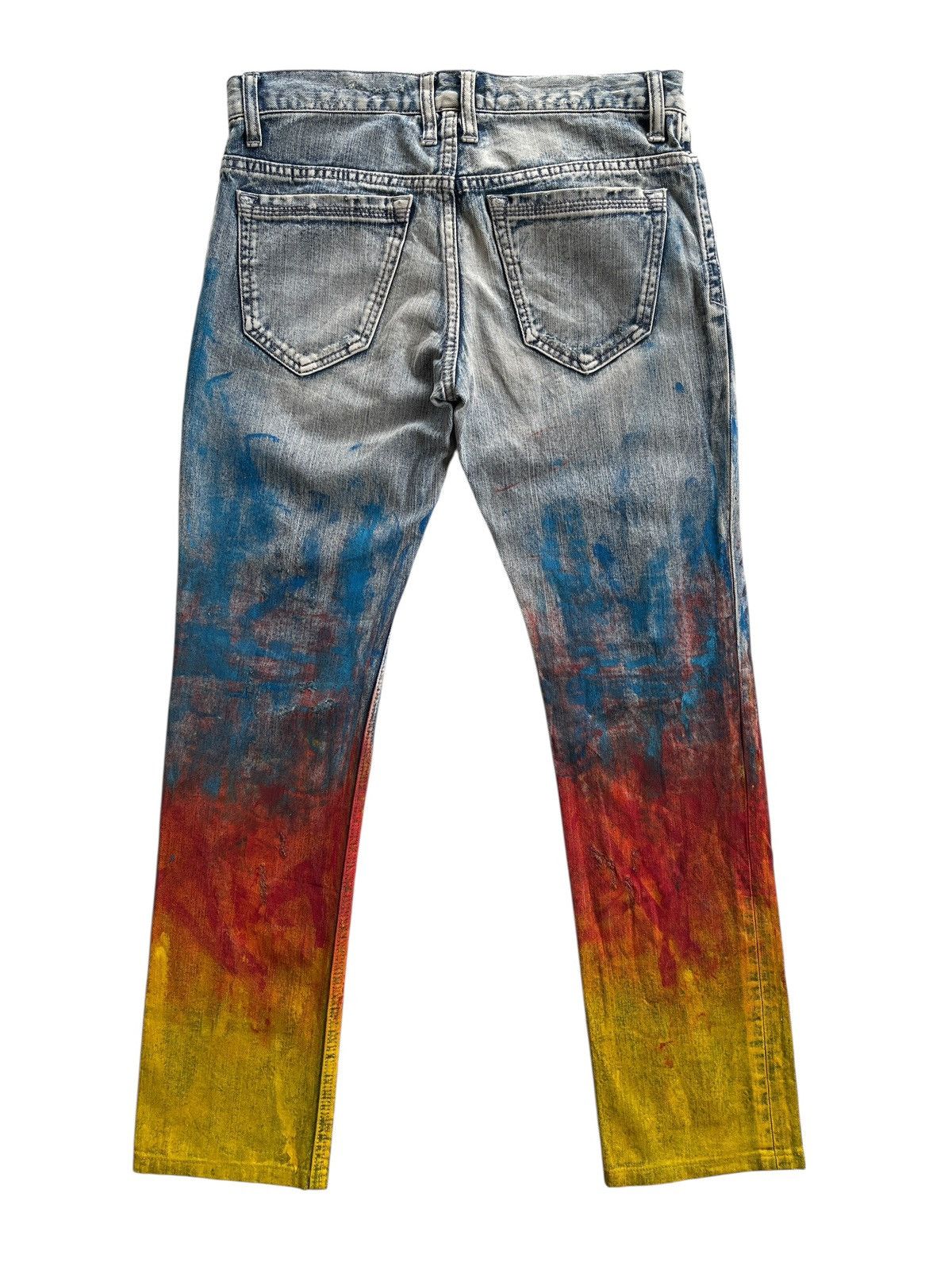 Japanese Brand Yevs Japan Flame Paint Denim Streetwear Size 30" / US 8 / IT 44 - 2 Thumbnail