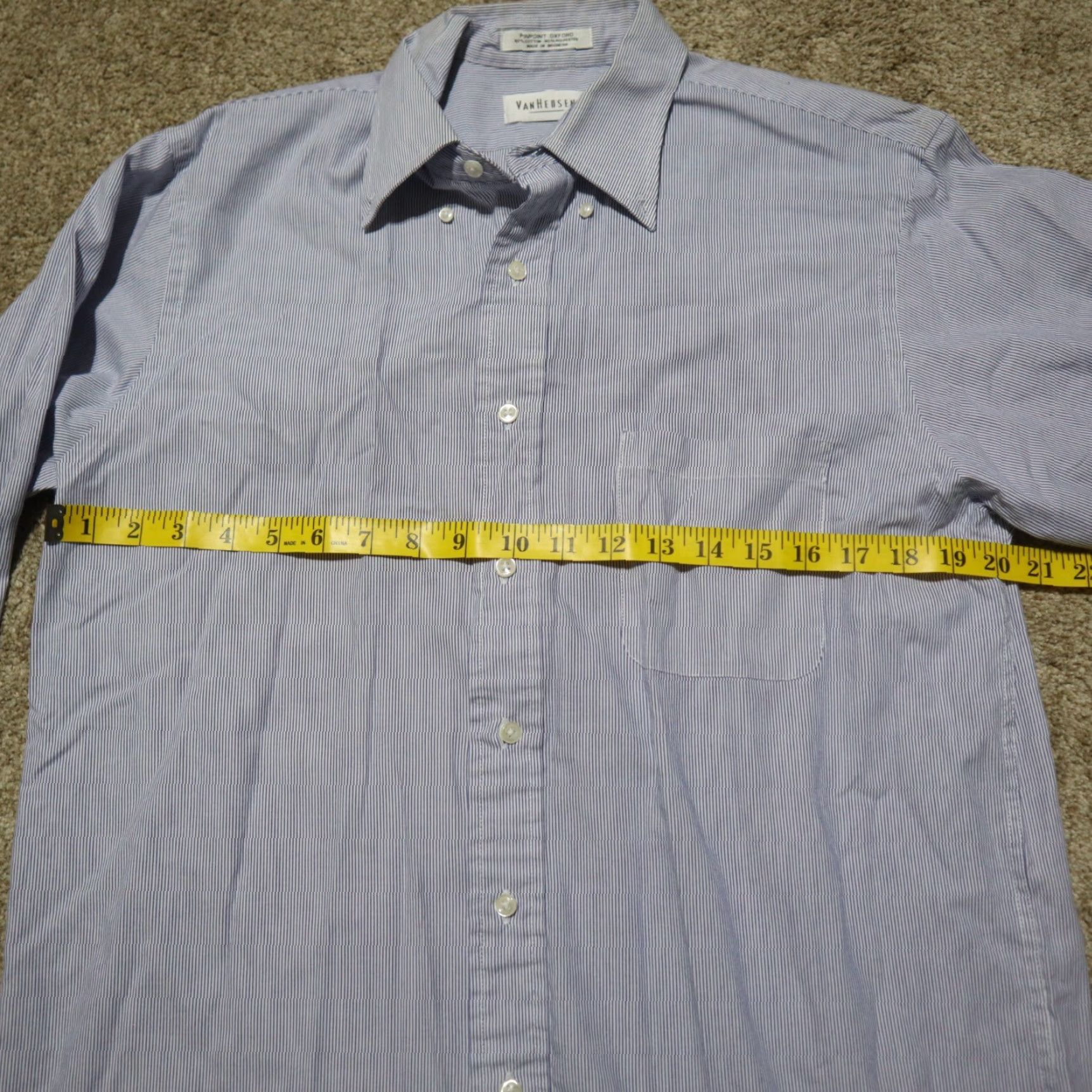 Van Heusen Van Heusen Dress Shirt Blue Striped Shirt Men 15.5 Regular Size 15.5 32/33 Dress Shirt Men Blue Striped Van Heusen Regular 15.5 Mens Shirt Size 42R - 4 Thumbnail