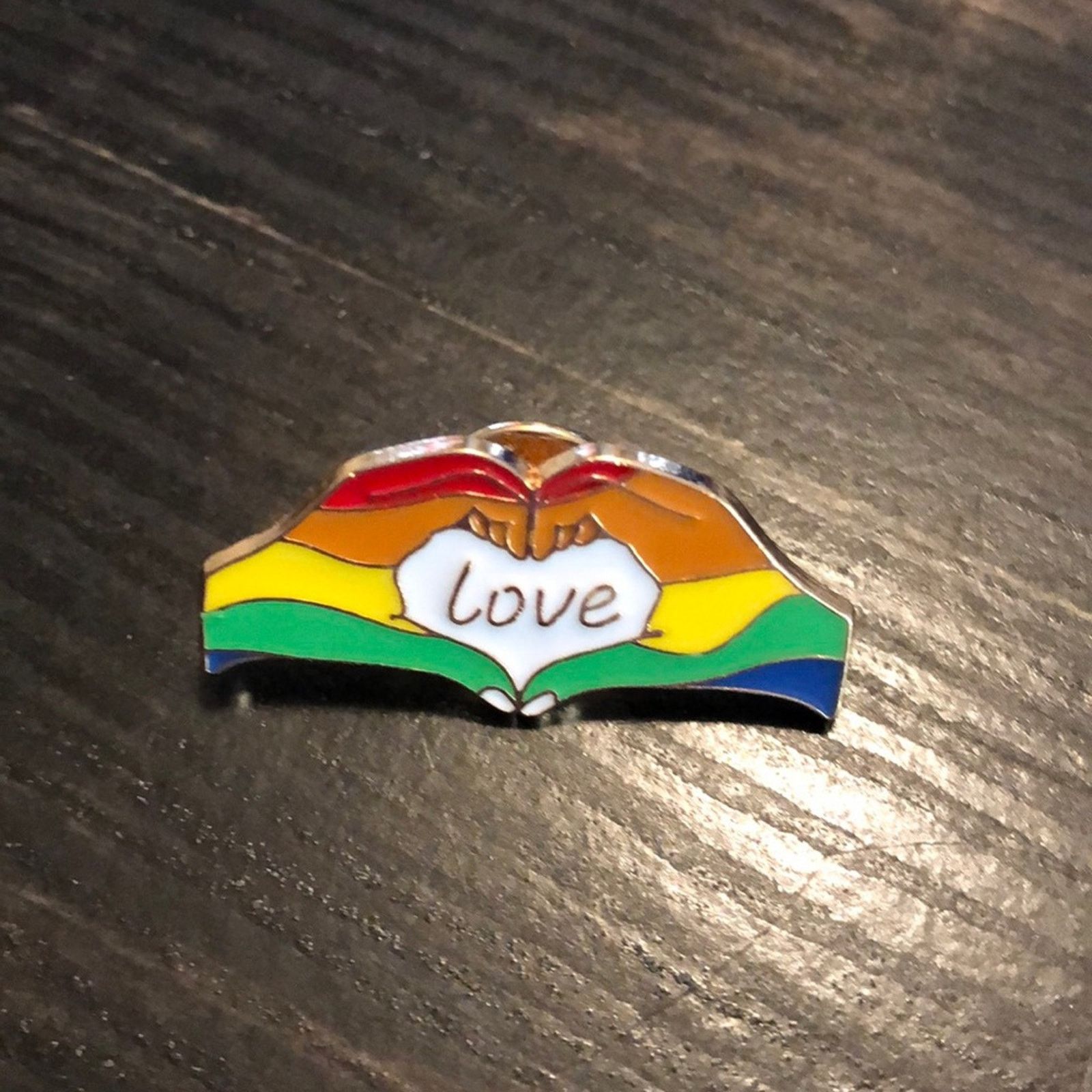 Other Pride Rainbow Heart in Hands Love Pin Brooch Size ONE SIZE - 1 Thumbnail