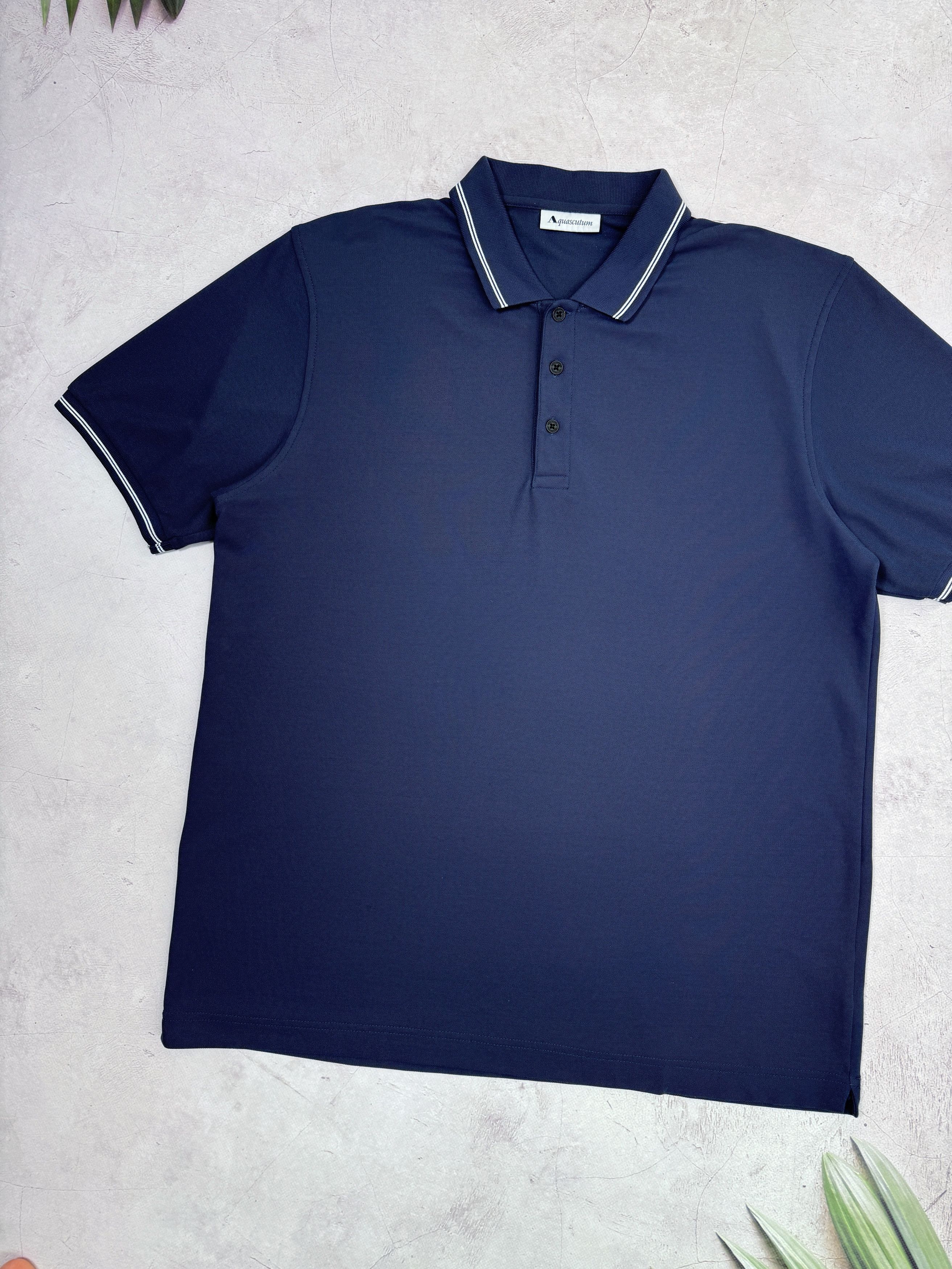 Aquascutum Aquascutum London Polo T-Shirt Dark Blue & Chek Collar Size US L / EU 52-54 / 3 - 5 Thumbnail