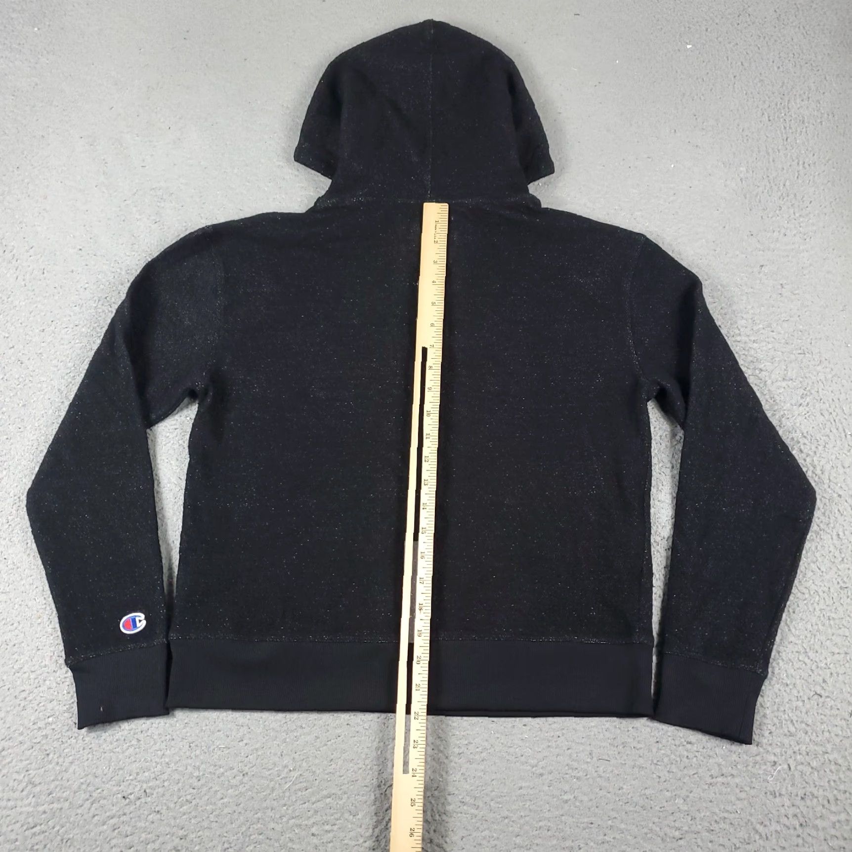 Champion VINTAGE Champion Hoodie Women’s Medium Black Casual Pullover All Seasons Logo Size M / US 6-8 / IT 42-44 - 6 Thumbnail