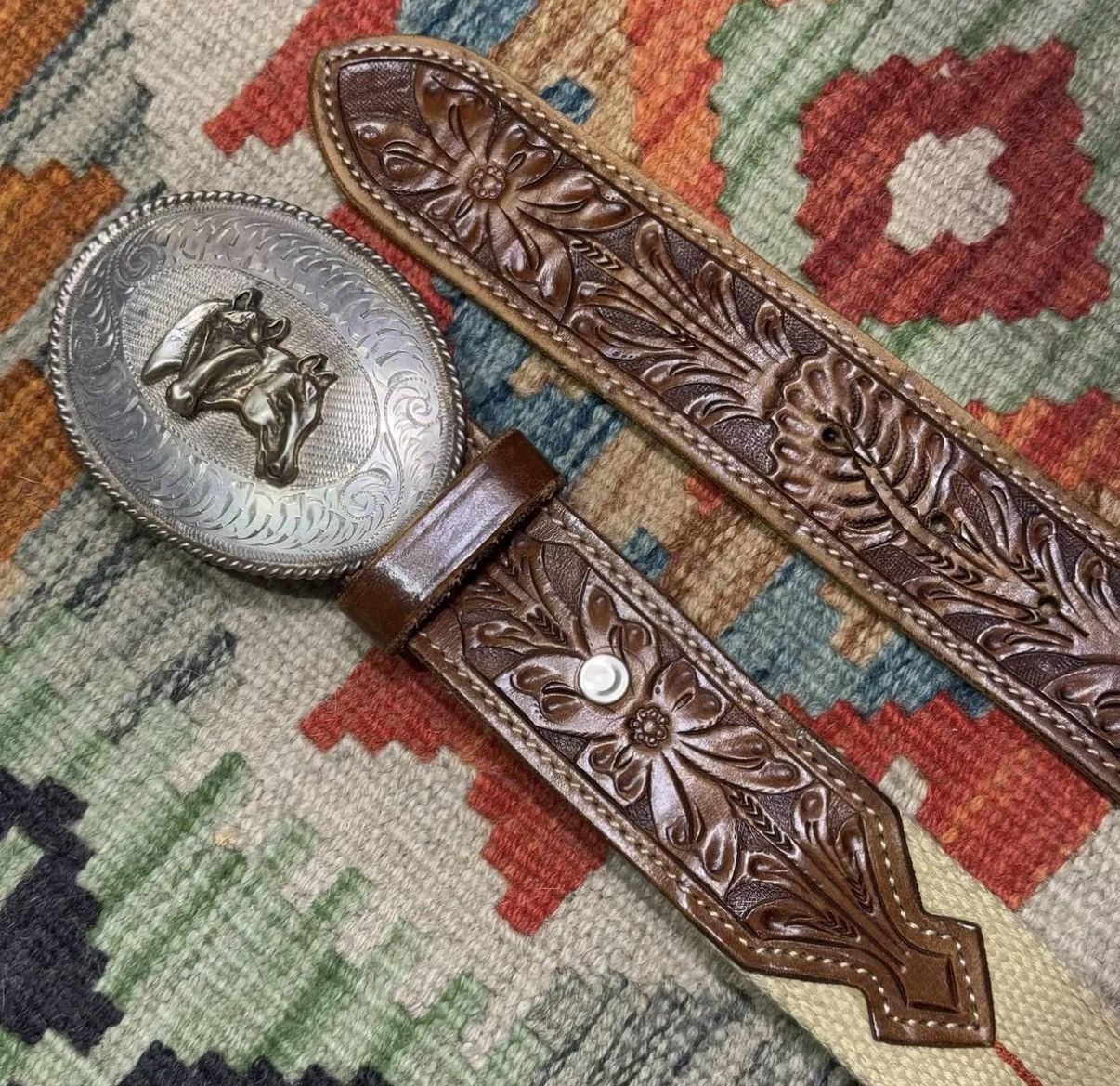 Ralph Lauren Ralph Lauren RL Overlay Carved Horse Head Buckle Belt K22 Size ONE SIZE - 7 Thumbnail
