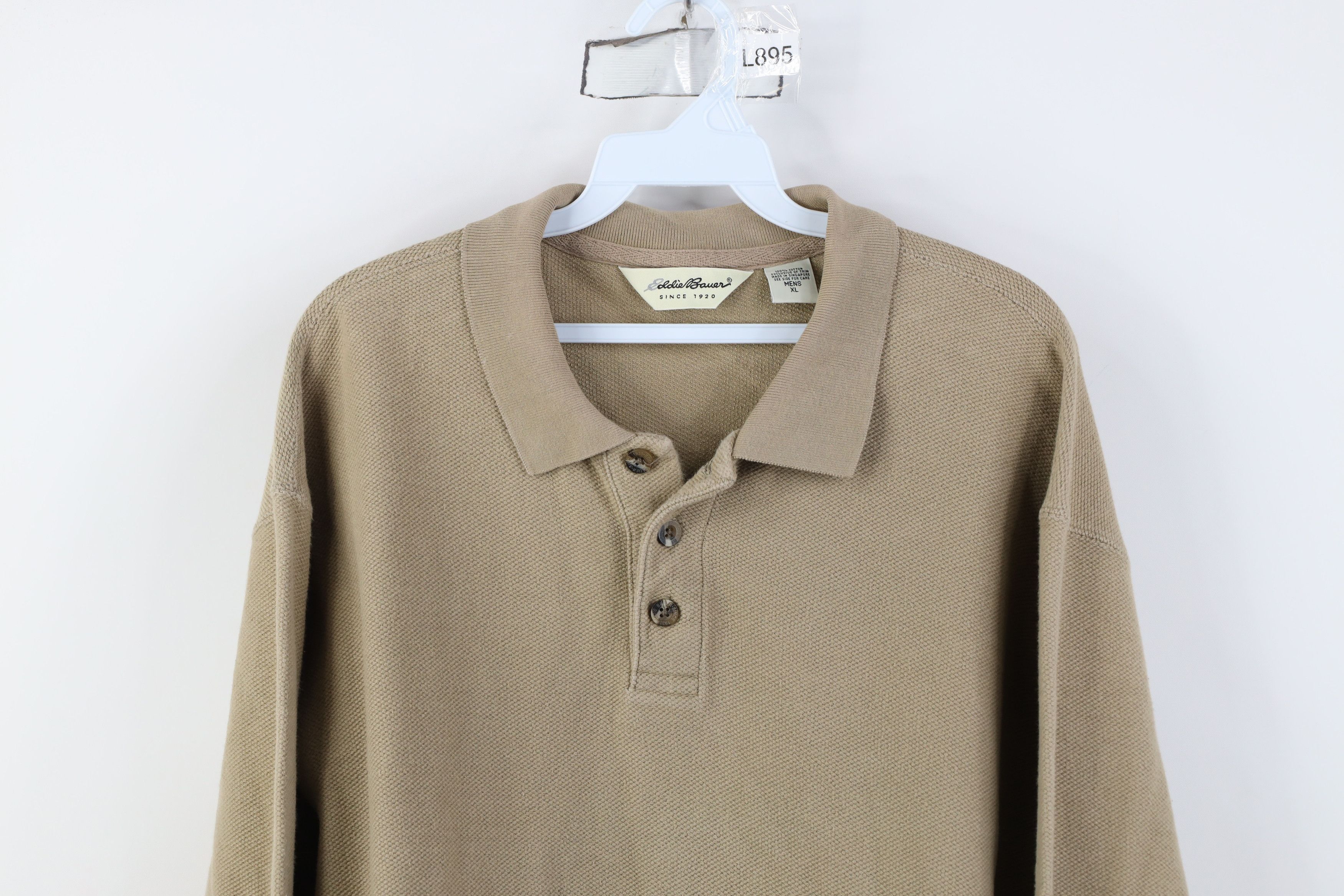 Eddie Bauer Vintage 90s Eddie Bauer Cotton Thermal Knit Long Sleeve Polo Size US XL / EU 56 / 4 - 2 Thumbnail