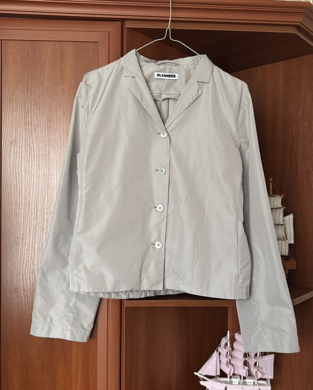 Designer × Jil Sander × Vintage Jil sander 42 nylon beige blazer jacket crop coat button up Size M / US 6-8 / IT 42-44 - 17 Thumbnail