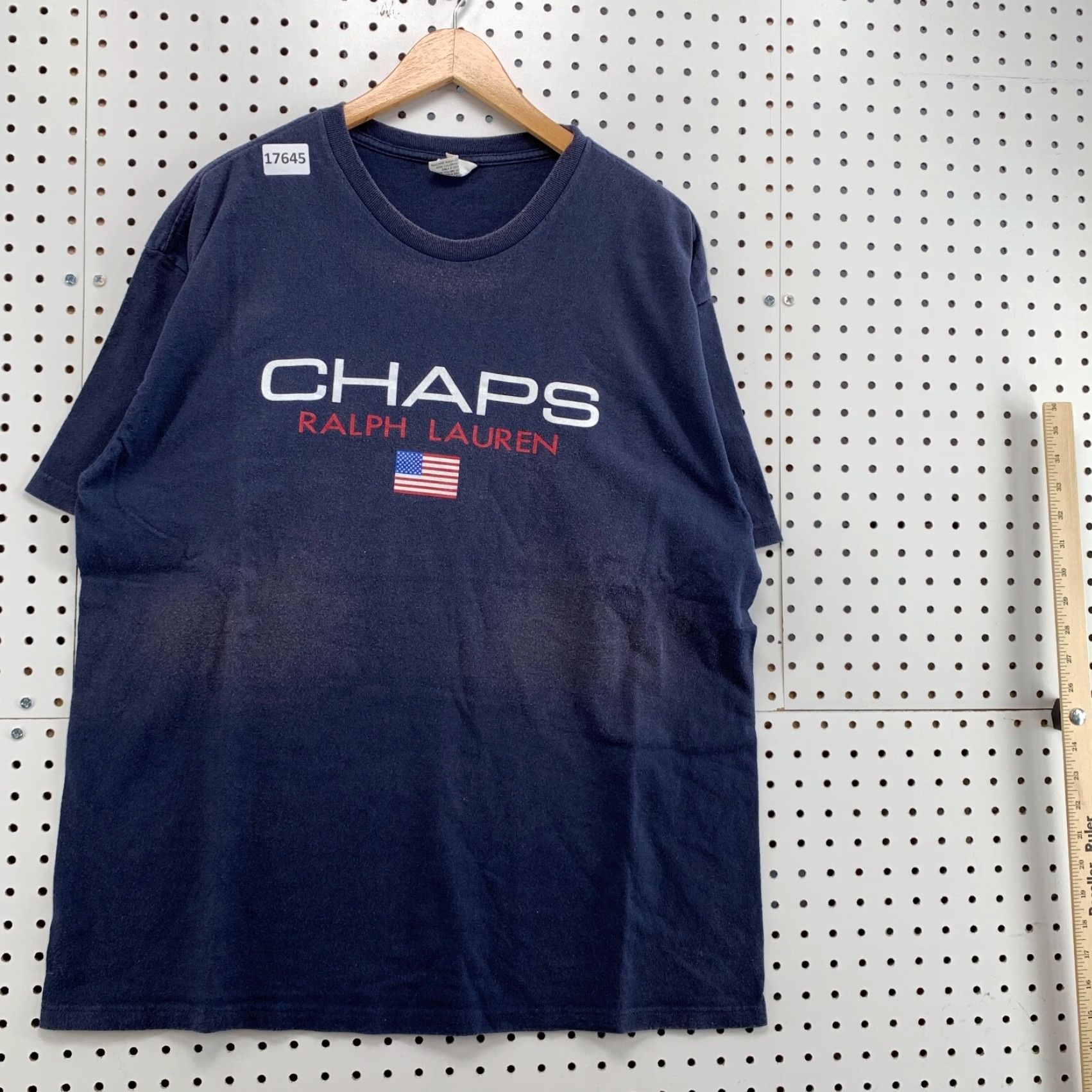 Chaps Vintage Chaps Ralph Lauren Shirt Mens L Navy USA flag Short Sleeve Crew Neck 23X29 Cotton Blend T-Shirt Size US L / EU 52-54 / 3 - 4 Thumbnail