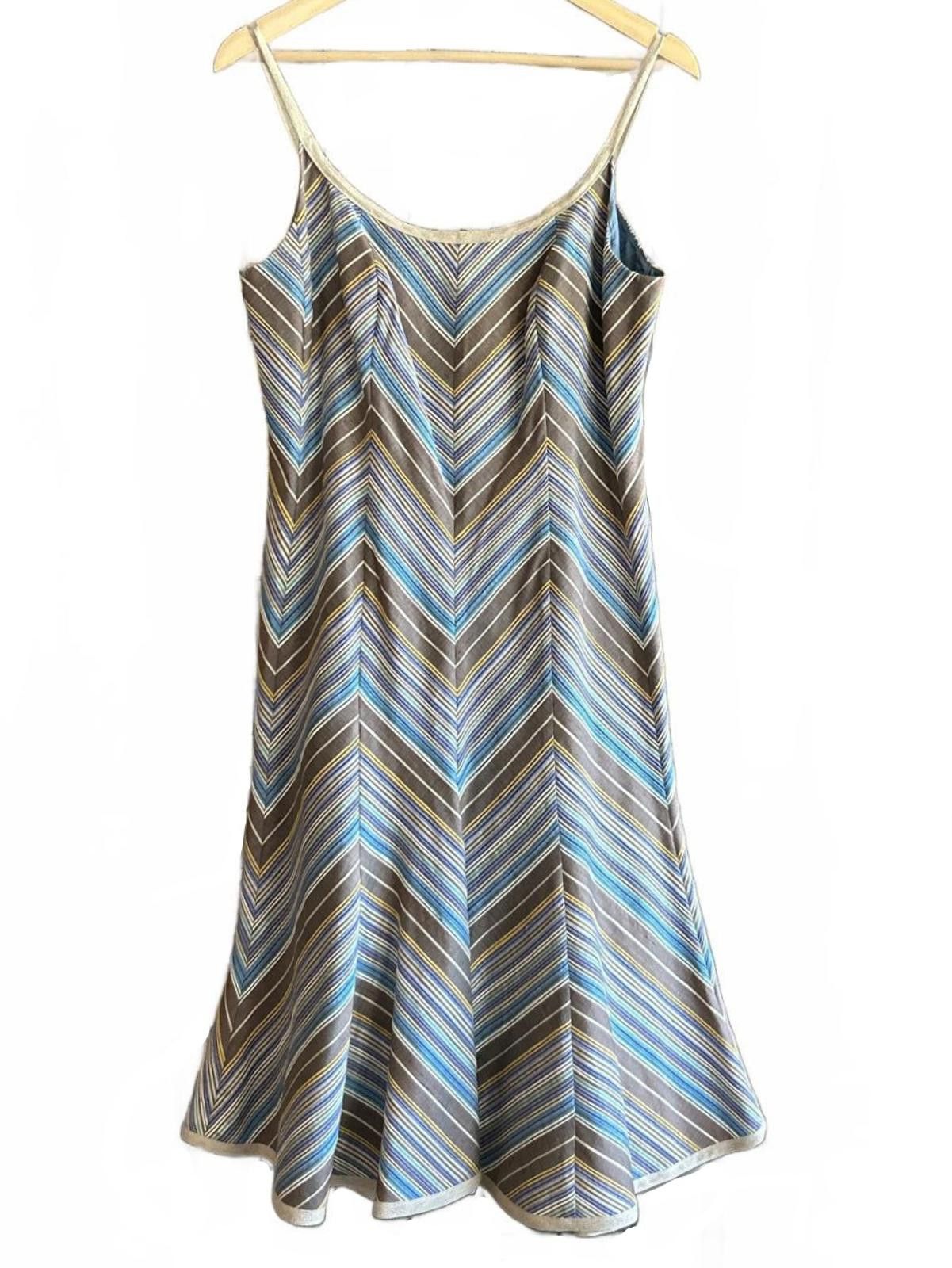 Designer Akris Punto Dress Sz 10 Multi-Color Striped Sleeveless Silk Size L / US 10 / IT 46 - 1 Thumbnail