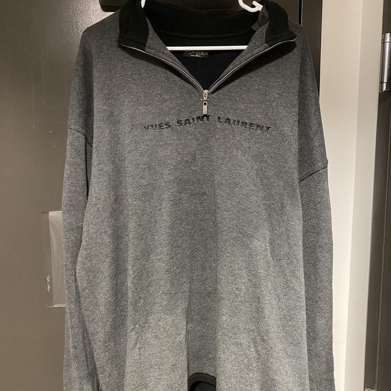 image of YVES Saint Laurent 90’S YSL Spellout Fleece Jacket XL in Grey, Men's