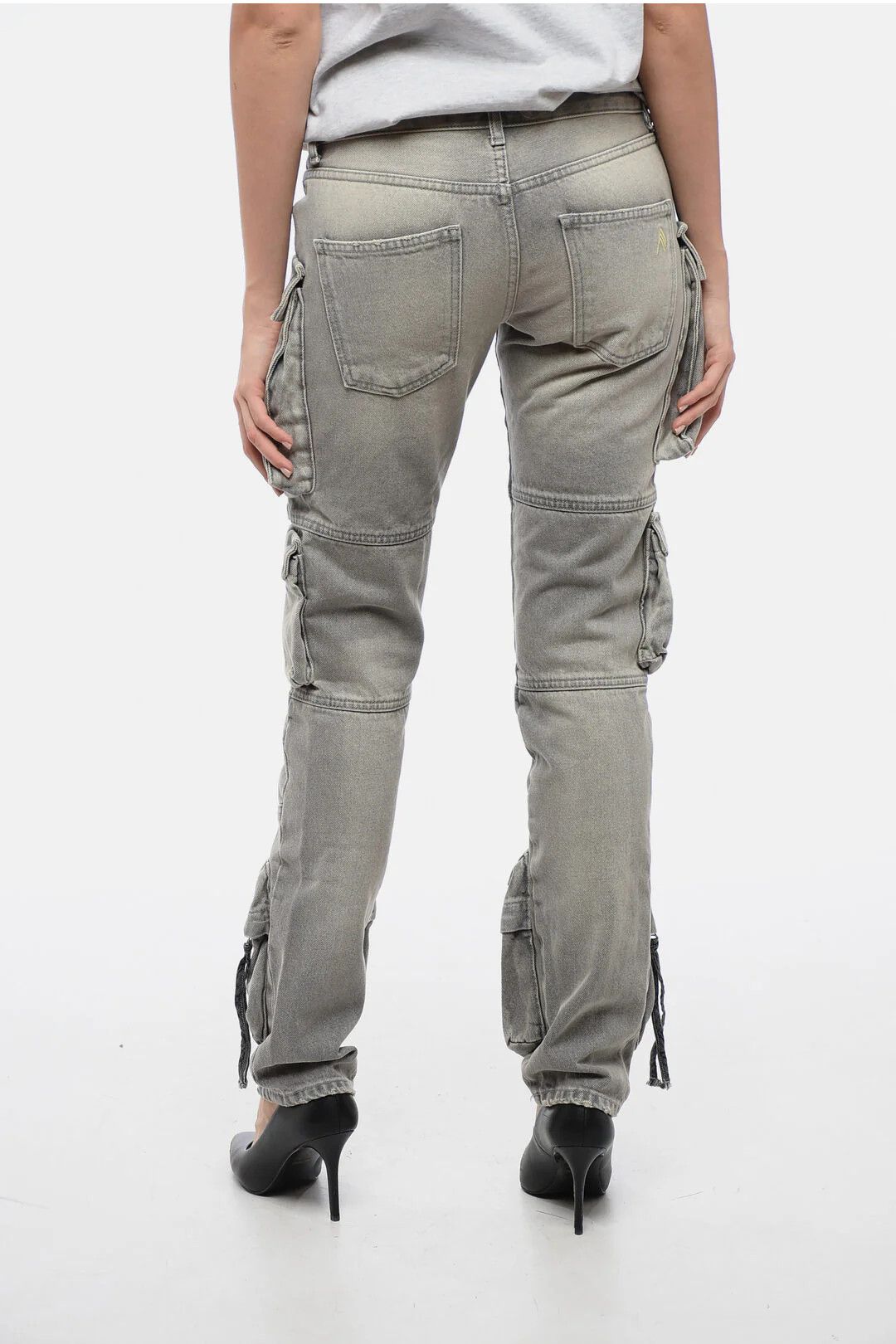 The Attico og1mm0426 Low-Rise Denim Cargo Pant in Grey Size 27" / US 4 / IT 40 - 2 Thumbnail
