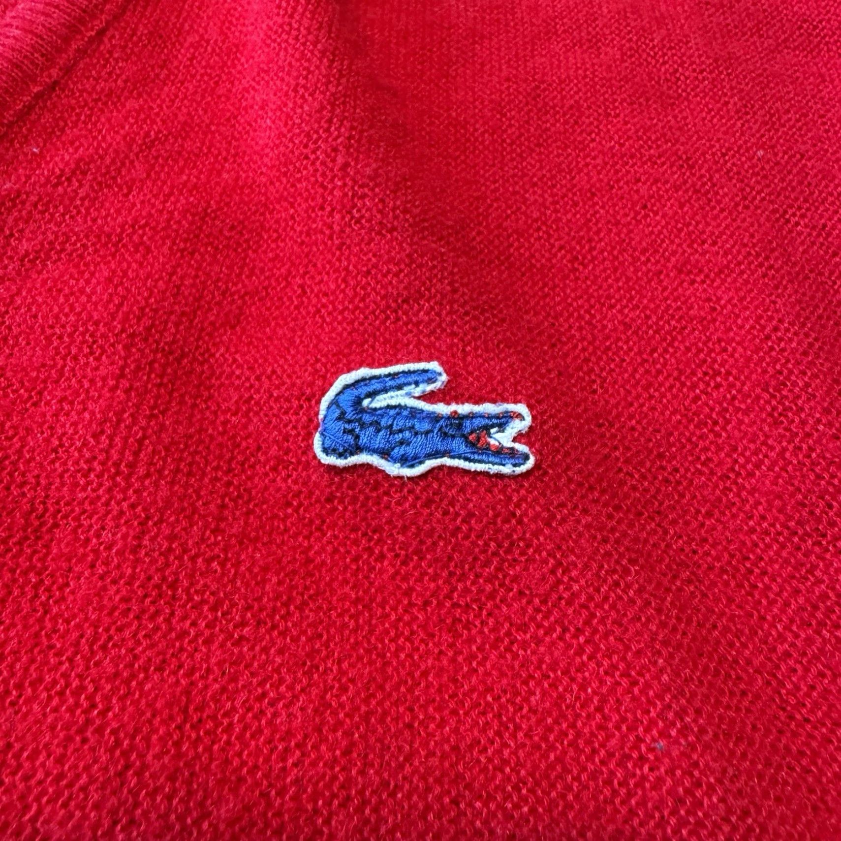 Lacoste VINTAGE Lacoste Izod Sweater V-Neck Mens XL Red Orlon Acrylic Logo Made in USA Pullover Long Sleeve Casual Walking Mens Size US XL / EU 56 / 4 - 4 Thumbnail