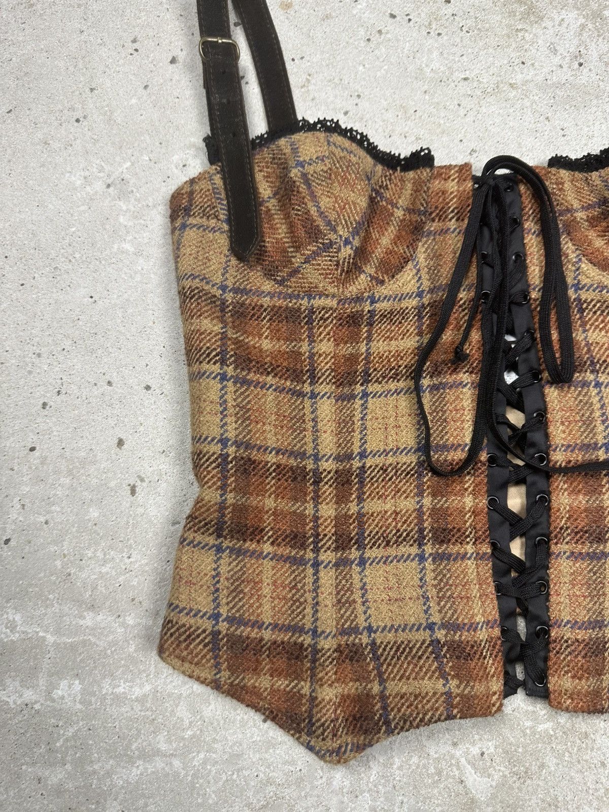 Dolce & Gabbana Dolce & Gabbana FW 2002 Wool Brown Tartan Runway Corset Size S / US 4 / IT 40 - 6 Thumbnail