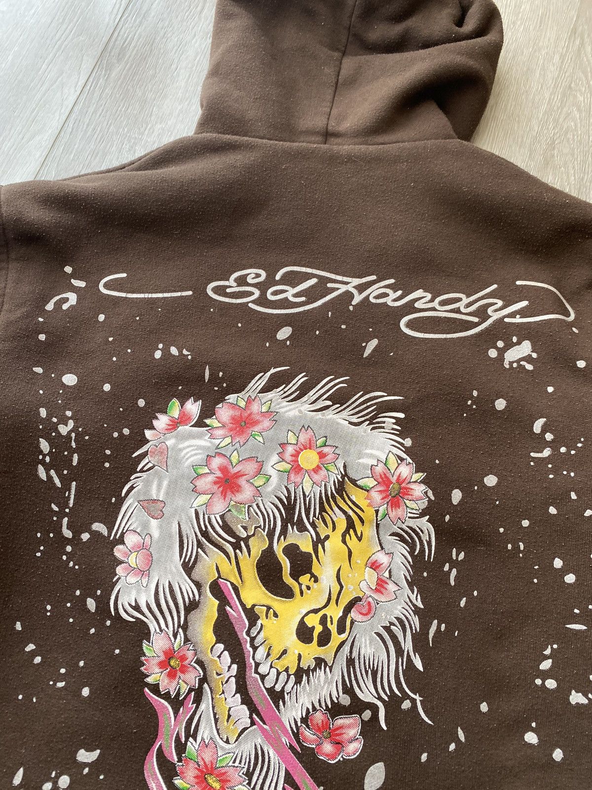 Christian Audigier × Ed Hardy 💥RARE💥 Ed Hardy cozy fur zip up hoodie y2k tatoo swag drip Size M / US 6-8 / IT 42-44 - 3 Thumbnail