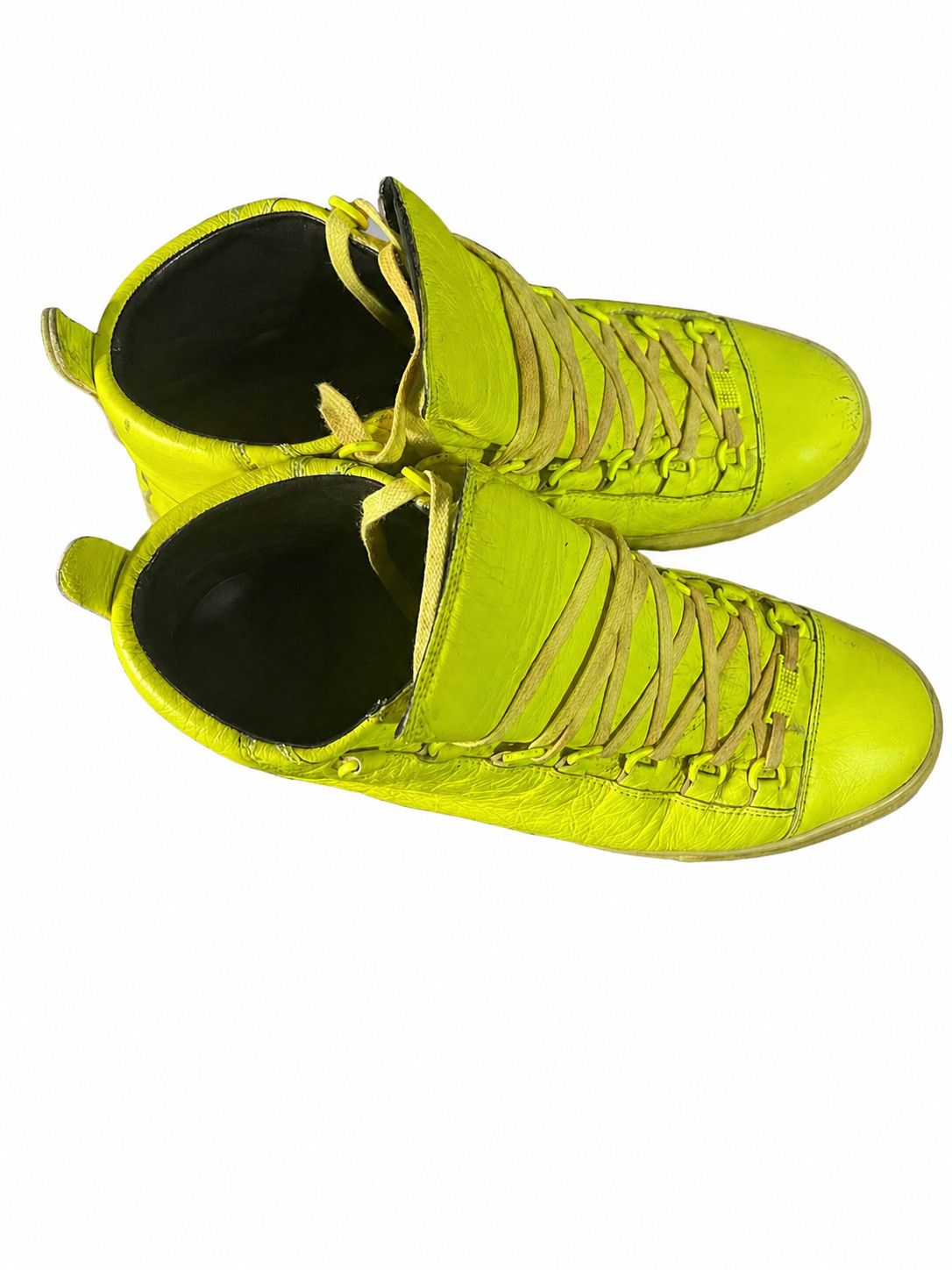 Balenciaga Balenciaga Arena Neon Yellow Leather High Top SZ 9.5 Size US 9.5 / EU 42-43 - 5 Thumbnail