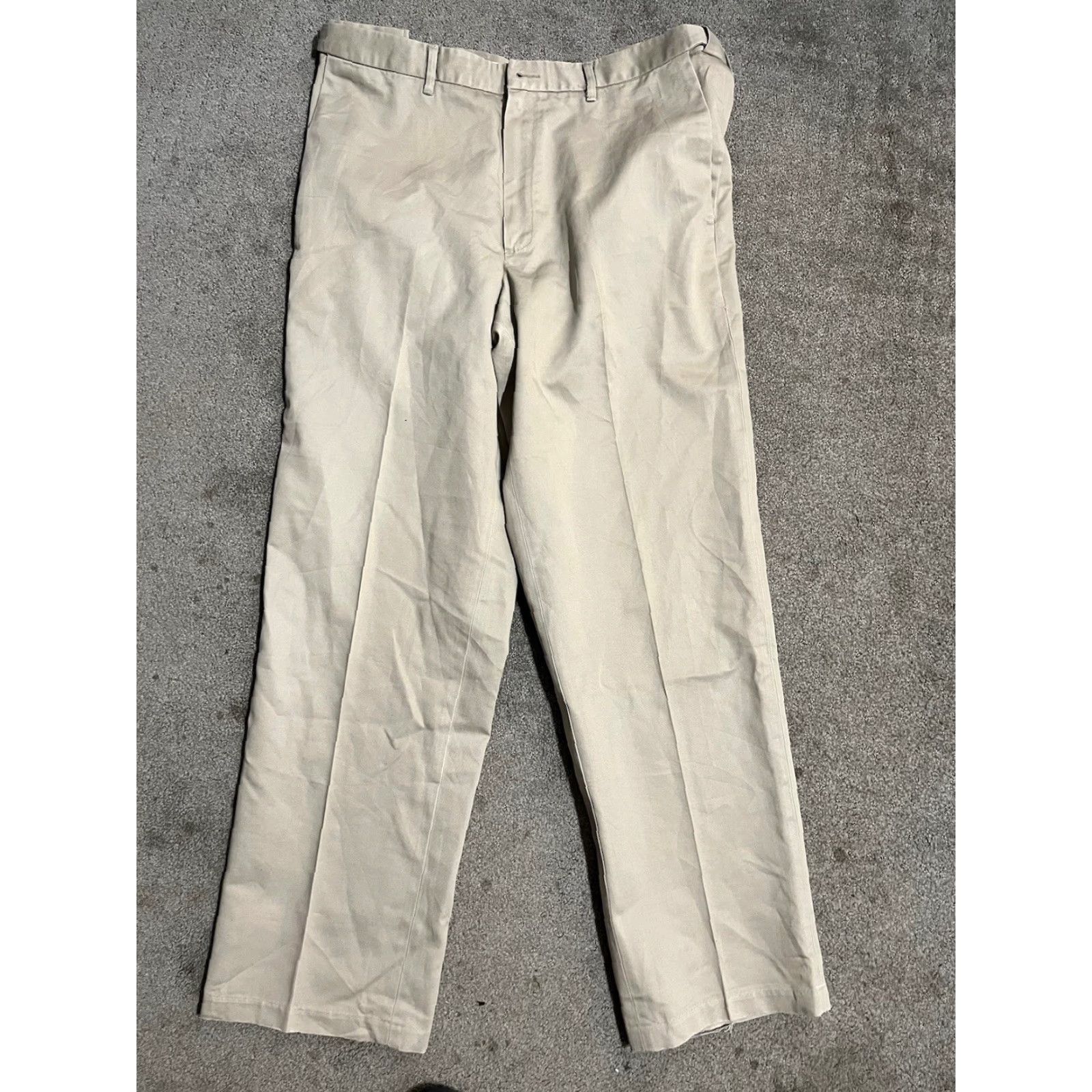Haggar Haggar Q Beige Solid Cotton Flat Front Mens Dress Pants 36x32 Size US 36 / EU 52 - 2 Thumbnail