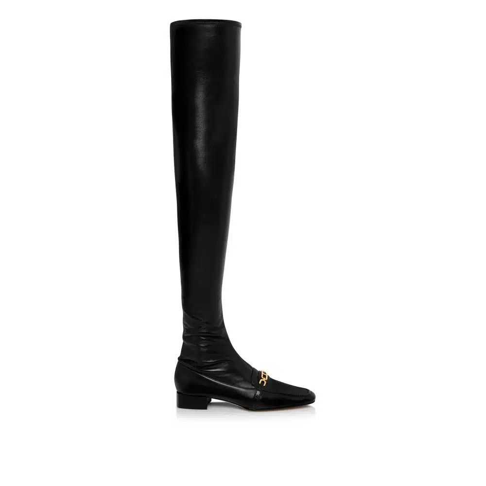 Tom Ford o1loc1c0525 W3352 Leather Over The Knee Boots in Black Size US 10 / IT 40 - 1 Thumbnail