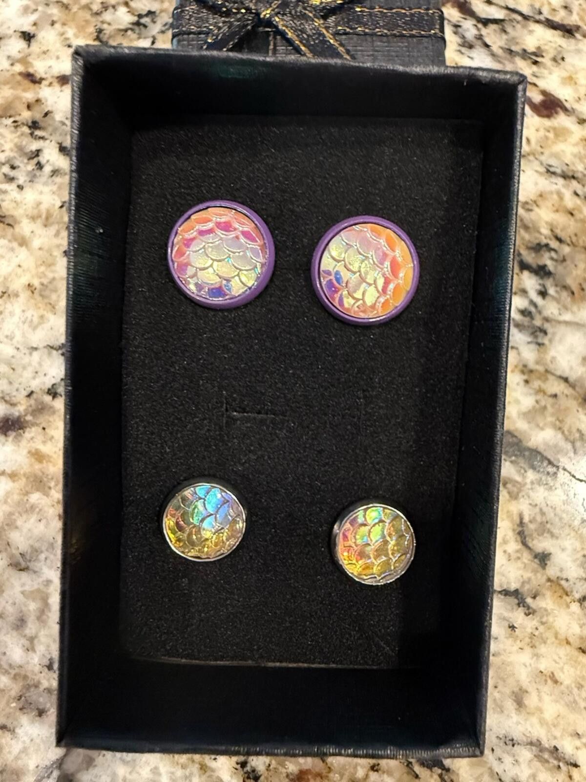Other Mermaid scales colorful druzy post earring set of two pairs Size ONE SIZE - 2 Thumbnail