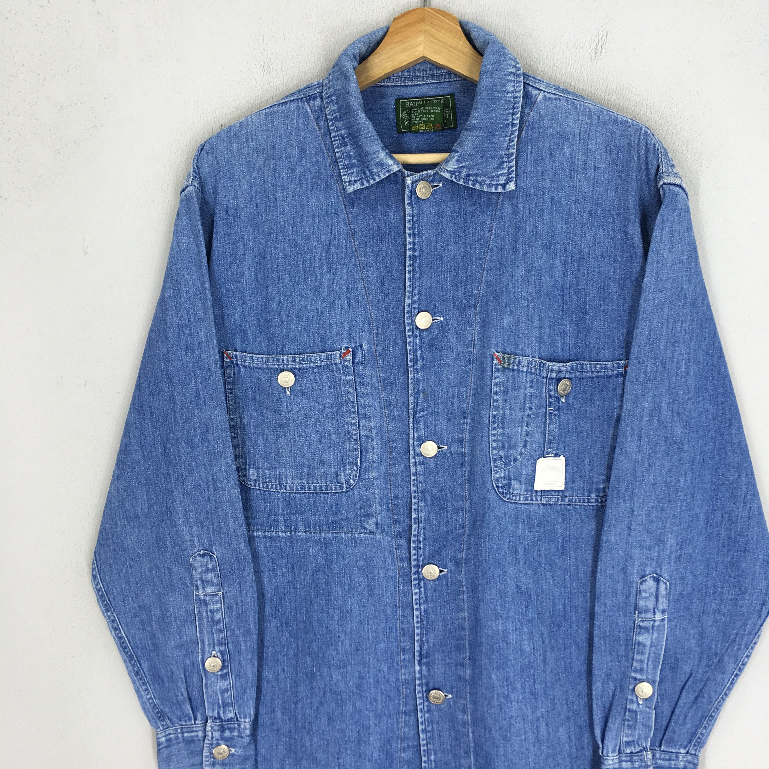 Polo Ralph Lauren Vintage 90s Polo Ralph Lauren Denim Shirt Polo RL Work Shirt Size US M / EU 48-50 / 2 - 3 Thumbnail
