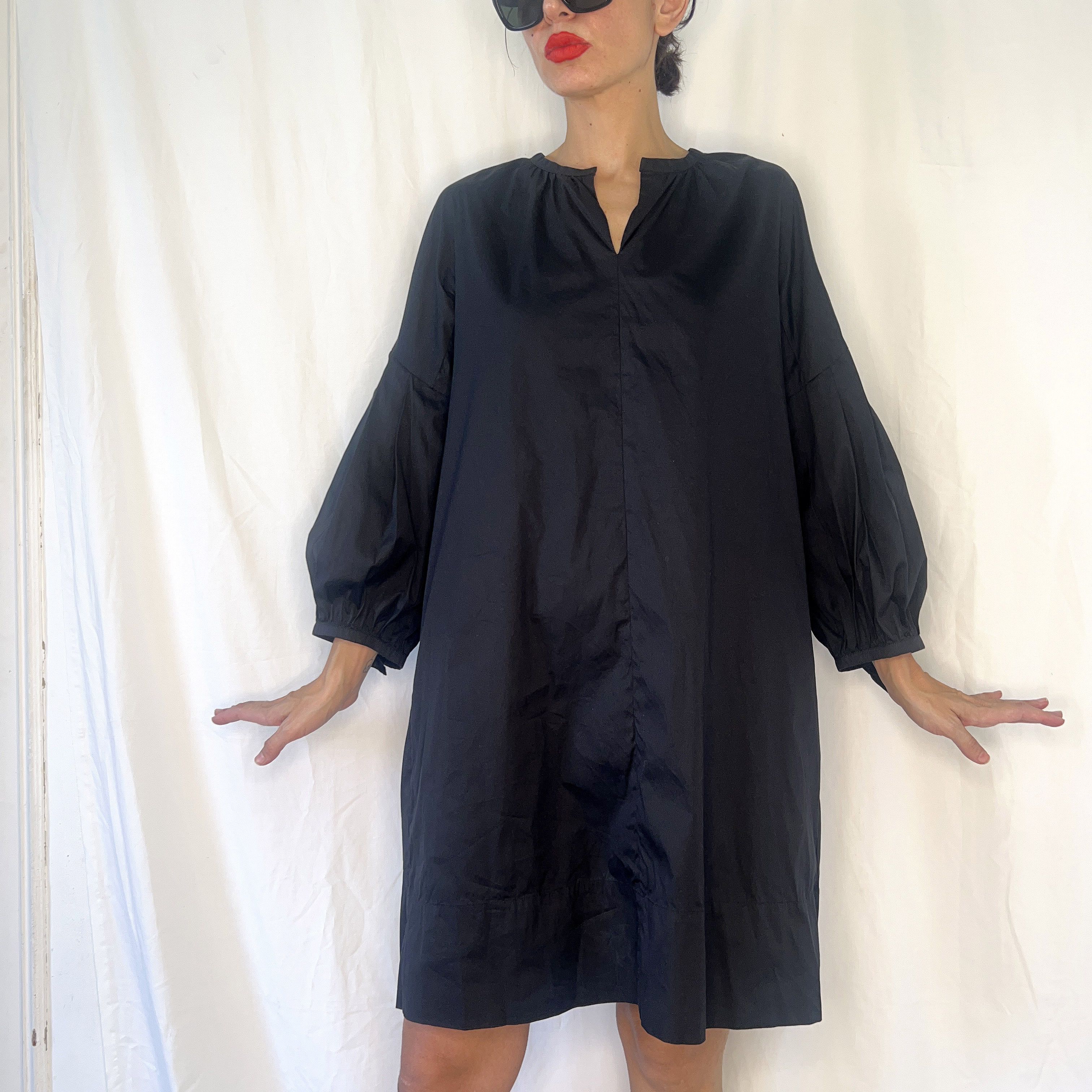 Max Mara S' Max Mara Black Cotton Summer Dress Size M / US 6-8 / IT 42-44 - 1 Thumbnail