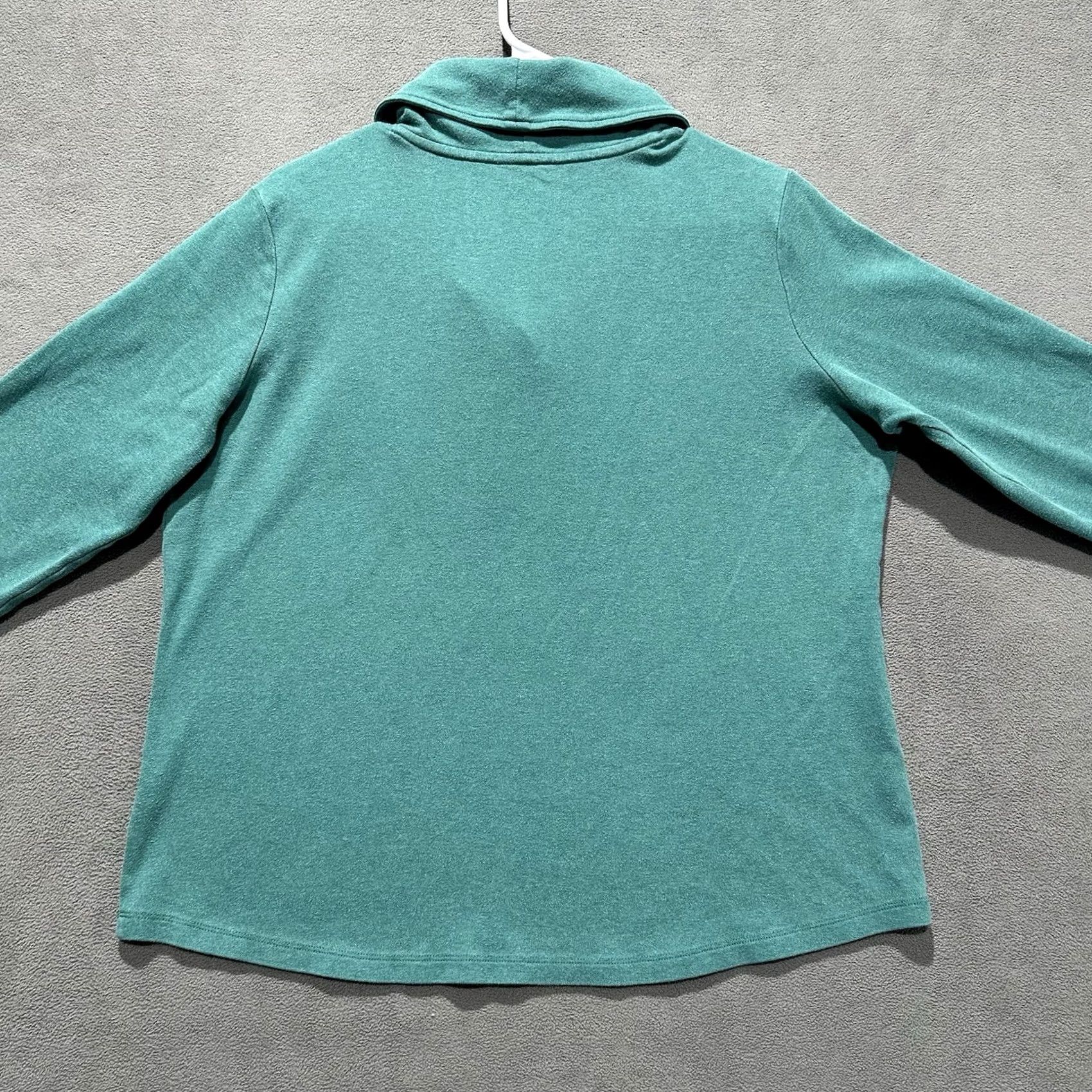 Vintage L.L. Bean Blouse Women's XL Green Long Sleeve Knit Collared Pullover Top EUC Size XL / US 12-14 / IT 48-50 - 2 Thumbnail
