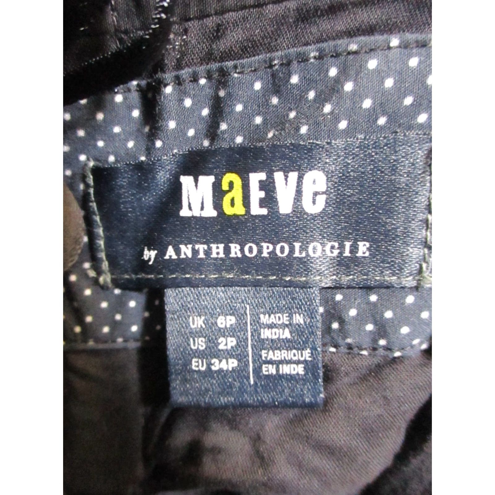 Vintage Maeve Dress Blouson Womens 2 Petite Black Embroidered Cotton Floral Size XS / US 0-2 / IT 36-38 - 3 Thumbnail