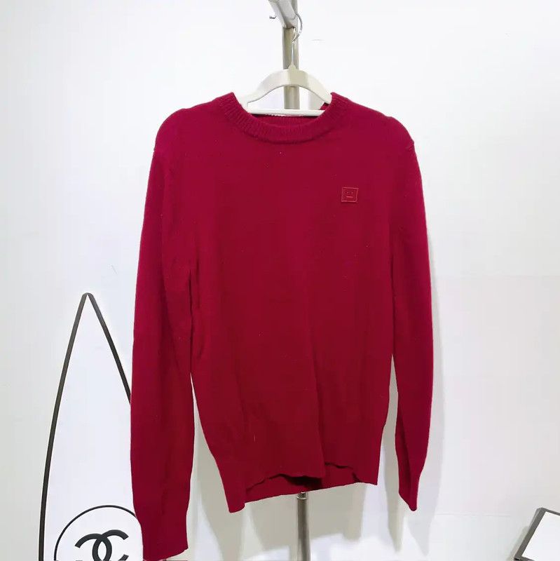 Acne Studios Acne Studios Red Wool Blend Logo Long Sleeve Top Size XS / US 0-2 / IT 36-38 - 1 Thumbnail