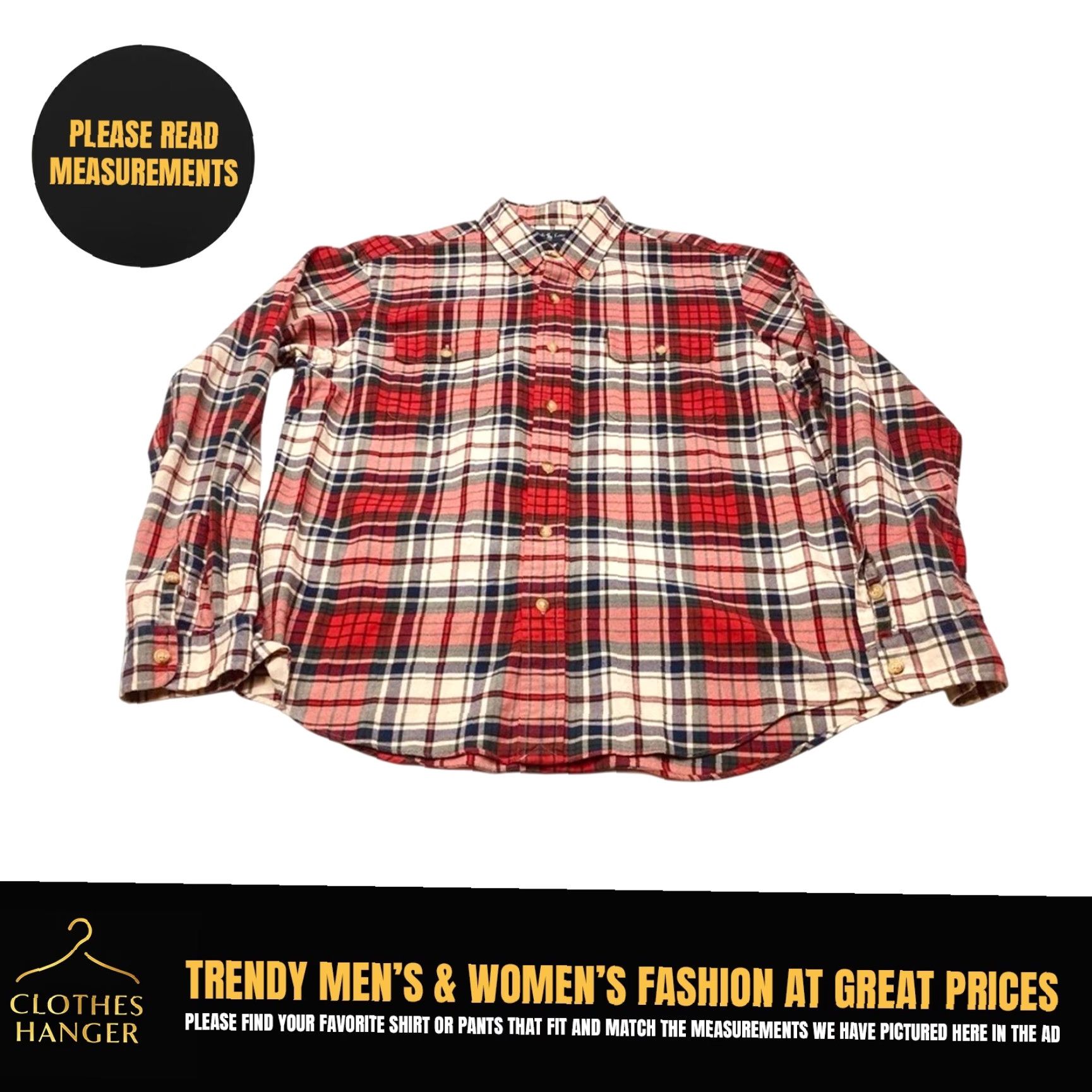 Ralph Lauren Ralph Lauren Flannel Shirt Men's Large Red Plaid Long Sleeve Button-Up Pockets Size US L / EU 52-54 / 3 - 2 Thumbnail