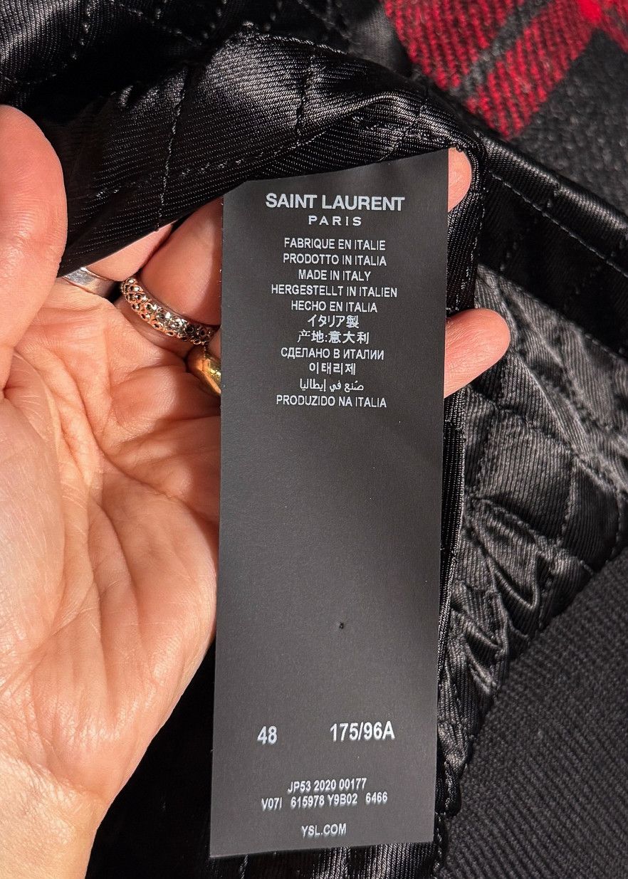Saint Laurent Paris Saint Laurent Shearling Collar Black Red Plaid Jacket Size US M / EU 48-50 / 2 - 7 Thumbnail