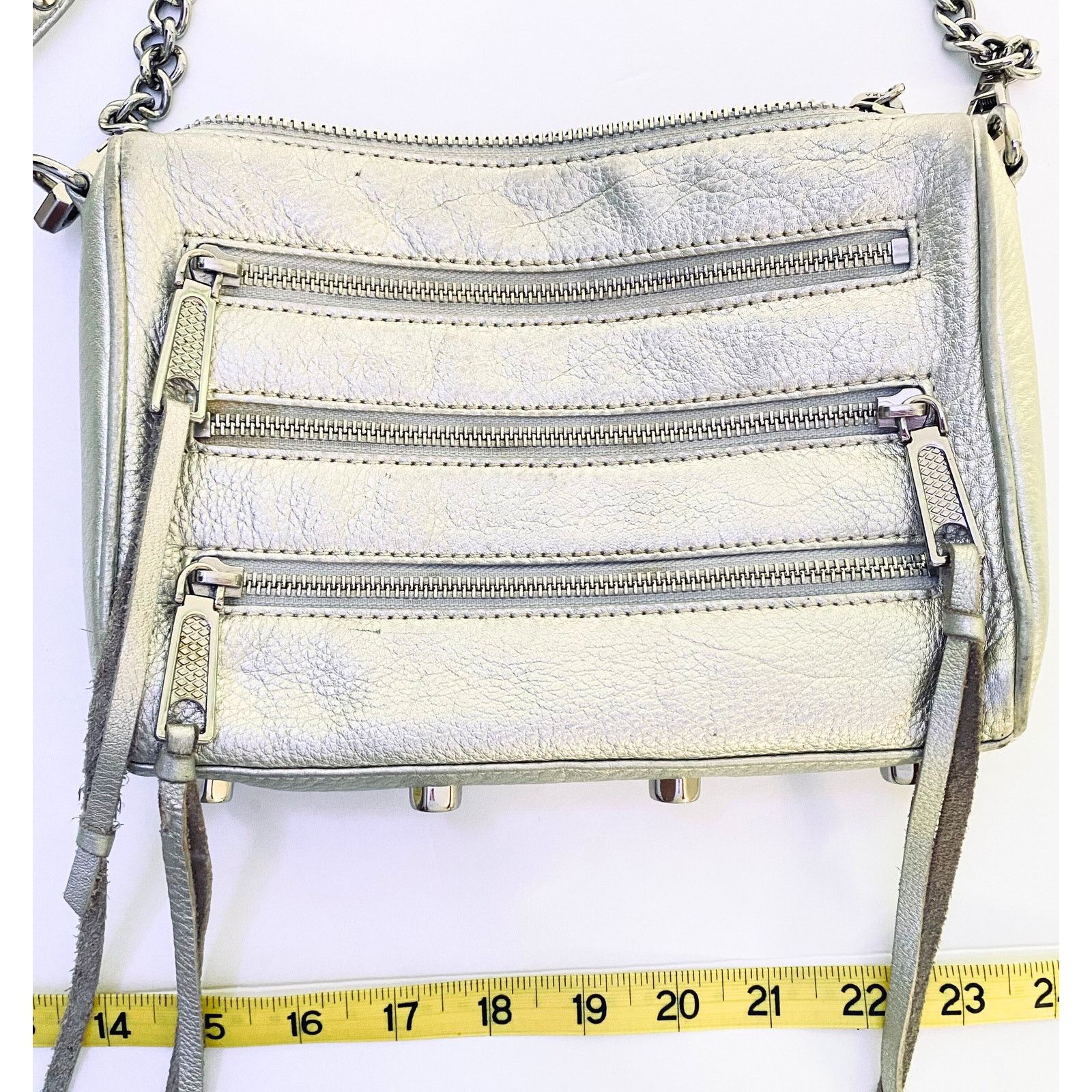 Rebecca Minkoff Rebecca Minkoff Silver Leather Crossbody with Chain Strap Size ONE SIZE - 5 Thumbnail