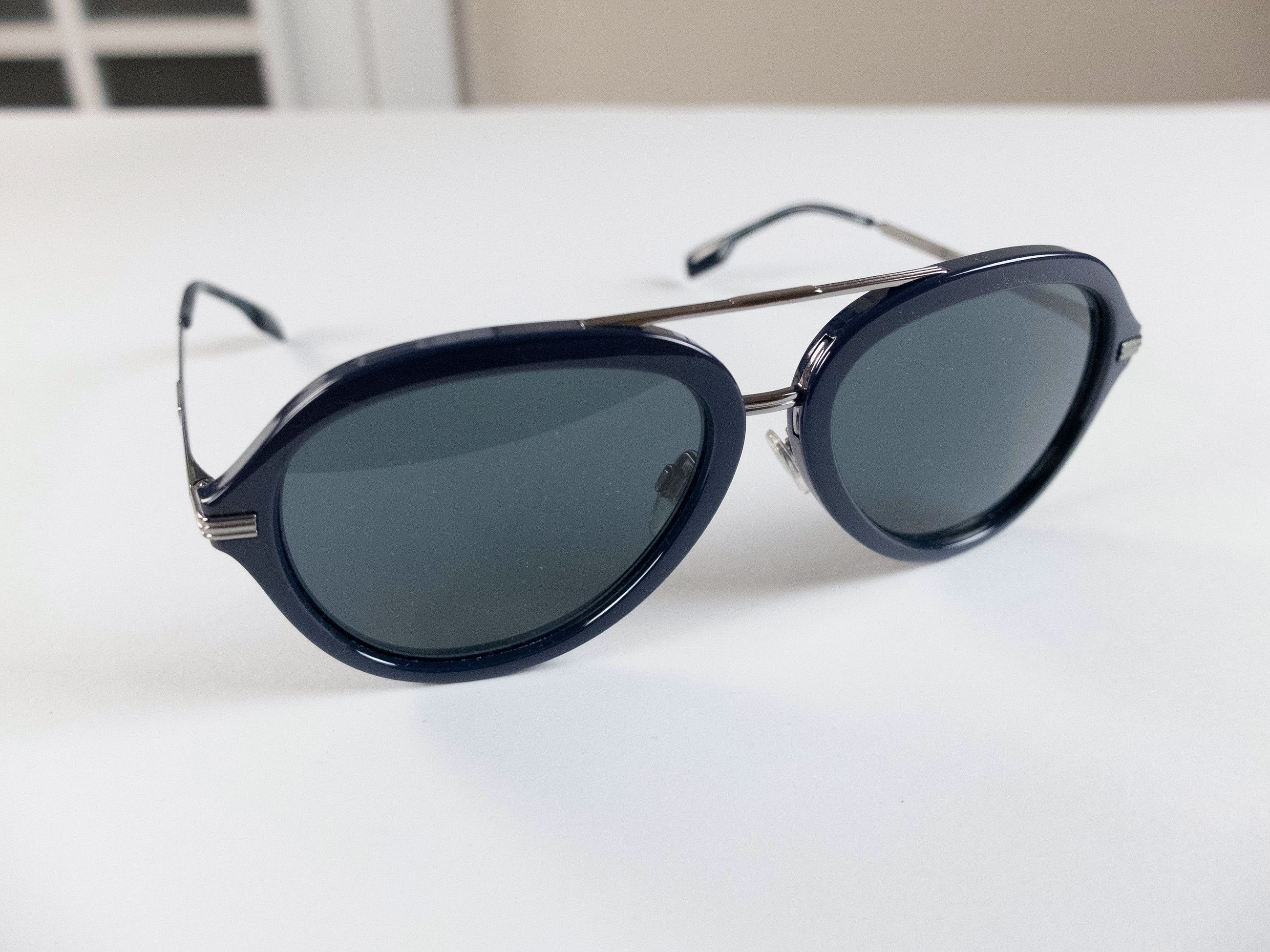 Burberry BURBERRY navy blue acetate and metal oval sunglasses Size ONE SIZE - 4 Thumbnail