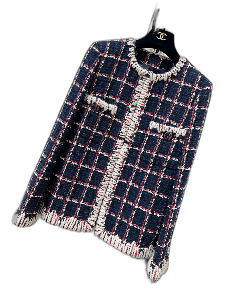 Chanel Chanel 19k Snow Red Blue Plaid Jacket Size L / US 10 / IT 46 - 1 Thumbnail