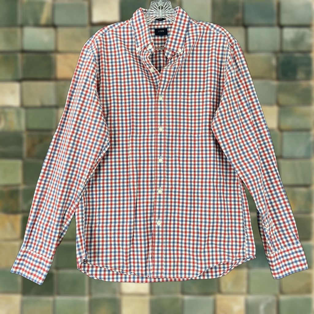 J.Crew J. Crew Button-Up Shirt Plaid Long Sleeve Men’s M Blue Red Multicolor Cotton Shirt Size US M / EU 48-50 / 2 - 1 Thumbnail
