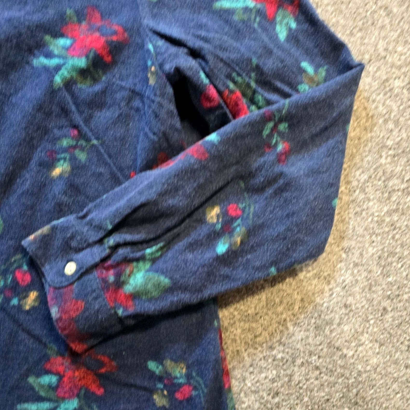 Vintage L.L. Bean Top Womens Large Blue Flannel Floral Button Long Sleeve Casual Outdoors Shirt Size L / US 10 / IT 46 - 4 Thumbnail