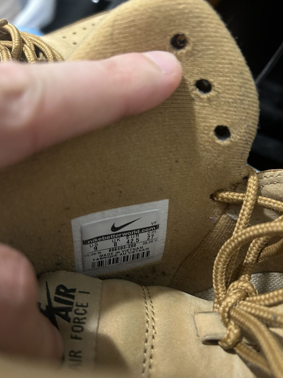 Nike Nike Air Force 1 High “Wheat” 2015 Size US 9 / EU 42 - 6 Thumbnail