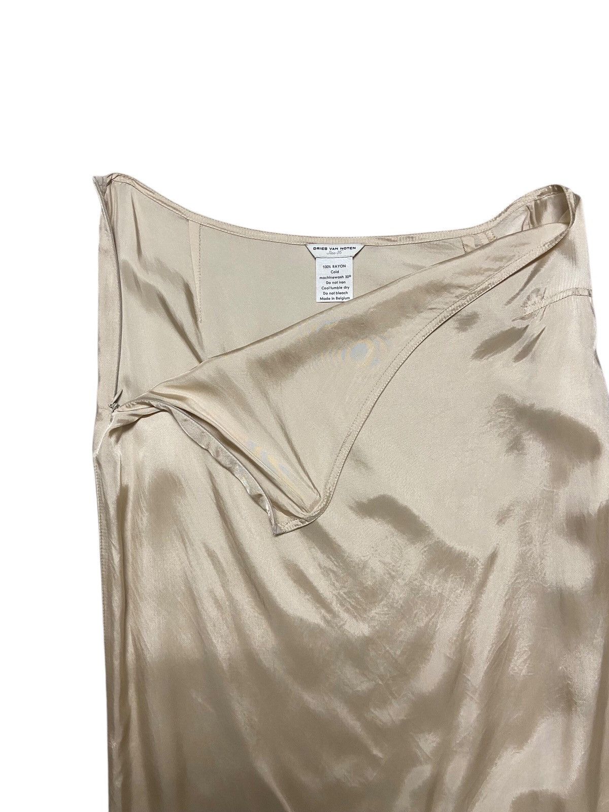 Designer × Dries Van Noten Dries Van Noten Gold Silk Midi Skirt Size 31" - 4 Thumbnail