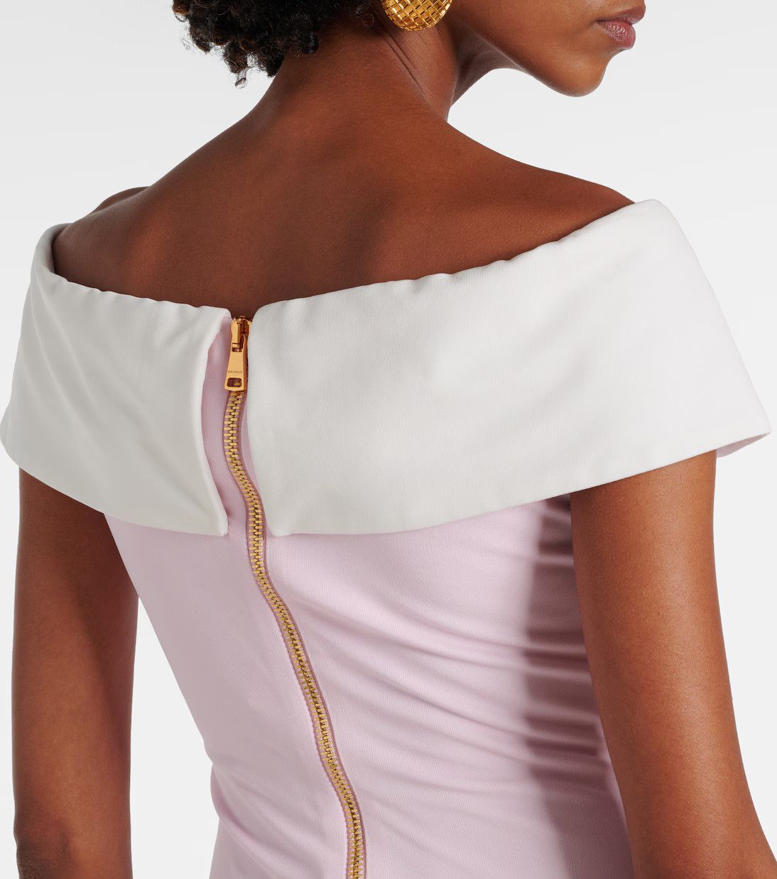 Balmain o1s1wg110725 Draped Off Shoulder Jersey Gown in Light Pink Size L / US 10 / IT 46 - 5 Thumbnail
