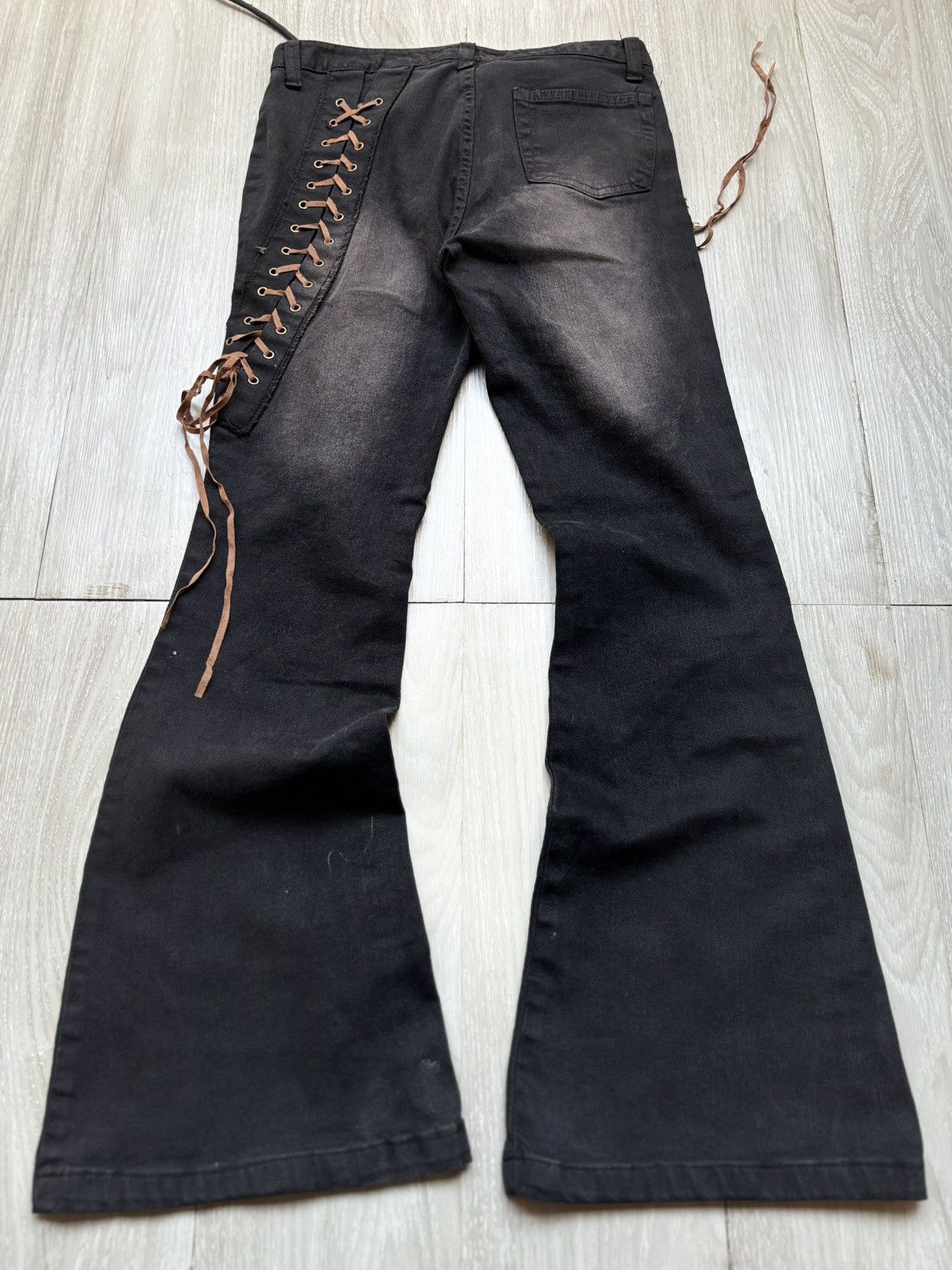Japanese Brand Vertgarments lace-up flare jeans Size US 26 / EU 42 - 4 Thumbnail