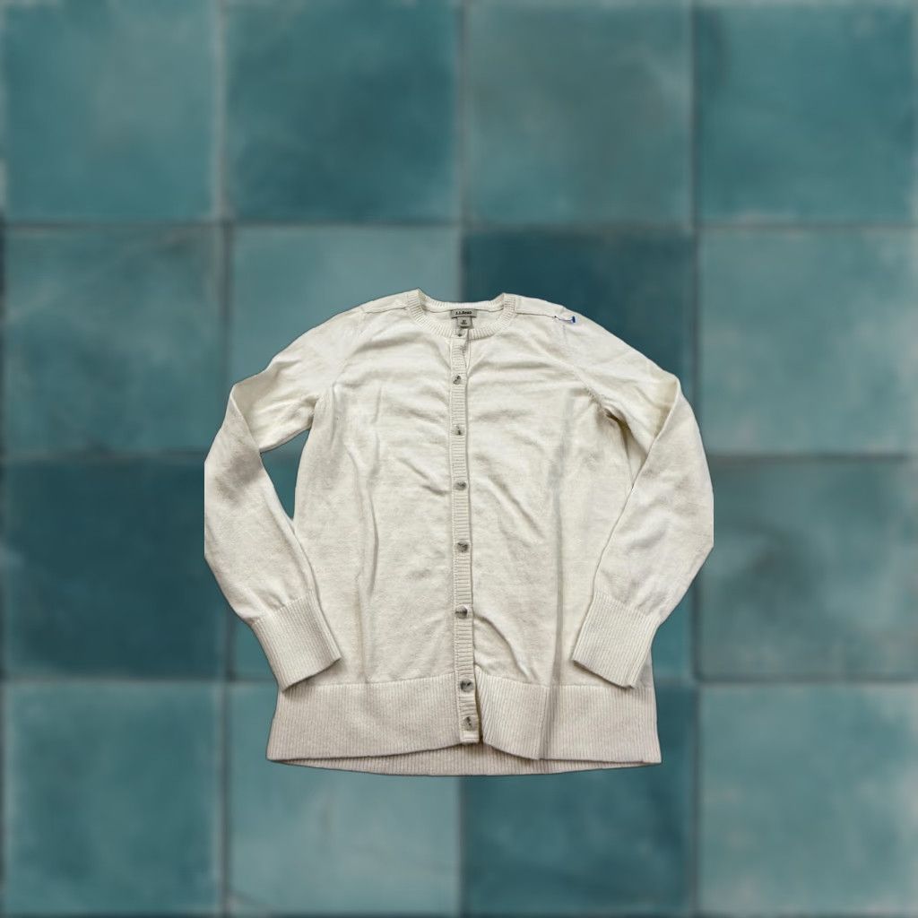 Vintage L.L. Bean Cardigan Sweater Womens XS White Cotton Cashmere Button Front Knit Size XS / US 0-2 / IT 36-38 - 1 Thumbnail