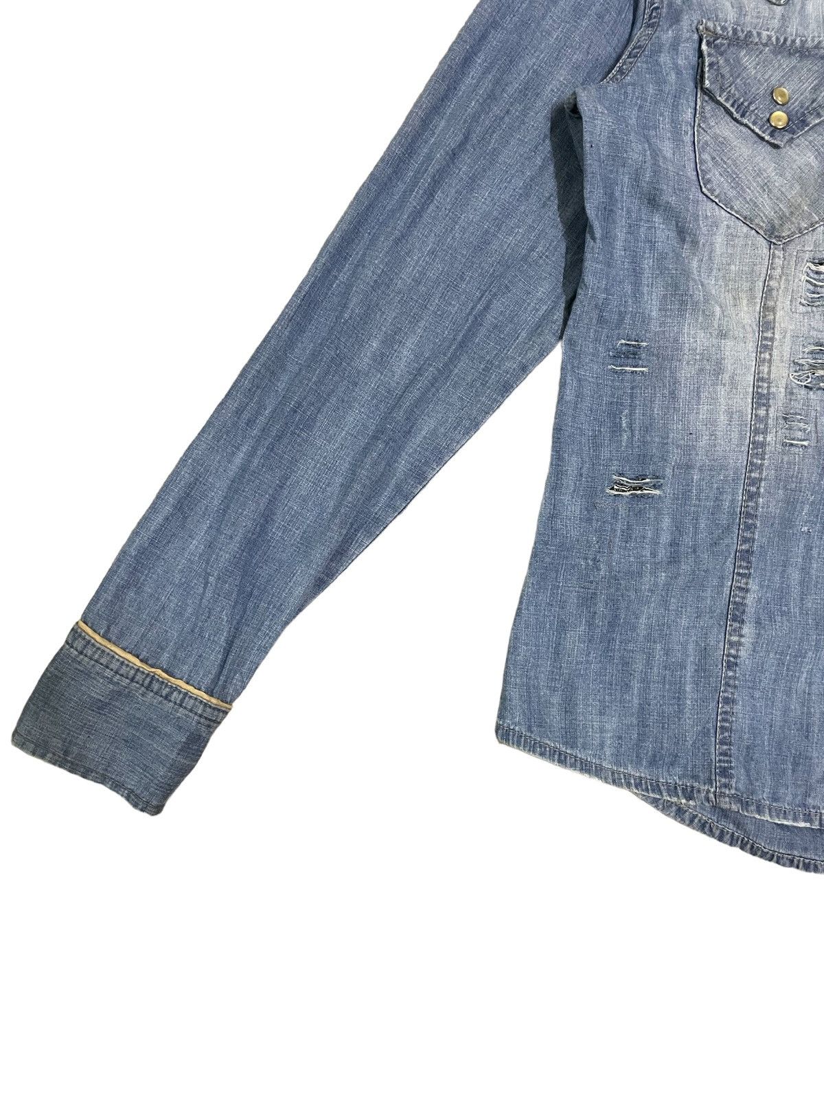 Japanese Brand Japanese Brand Skull Patches Ripped Denim Western Shirt Size S / US 4 / IT 40 - 3 Thumbnail