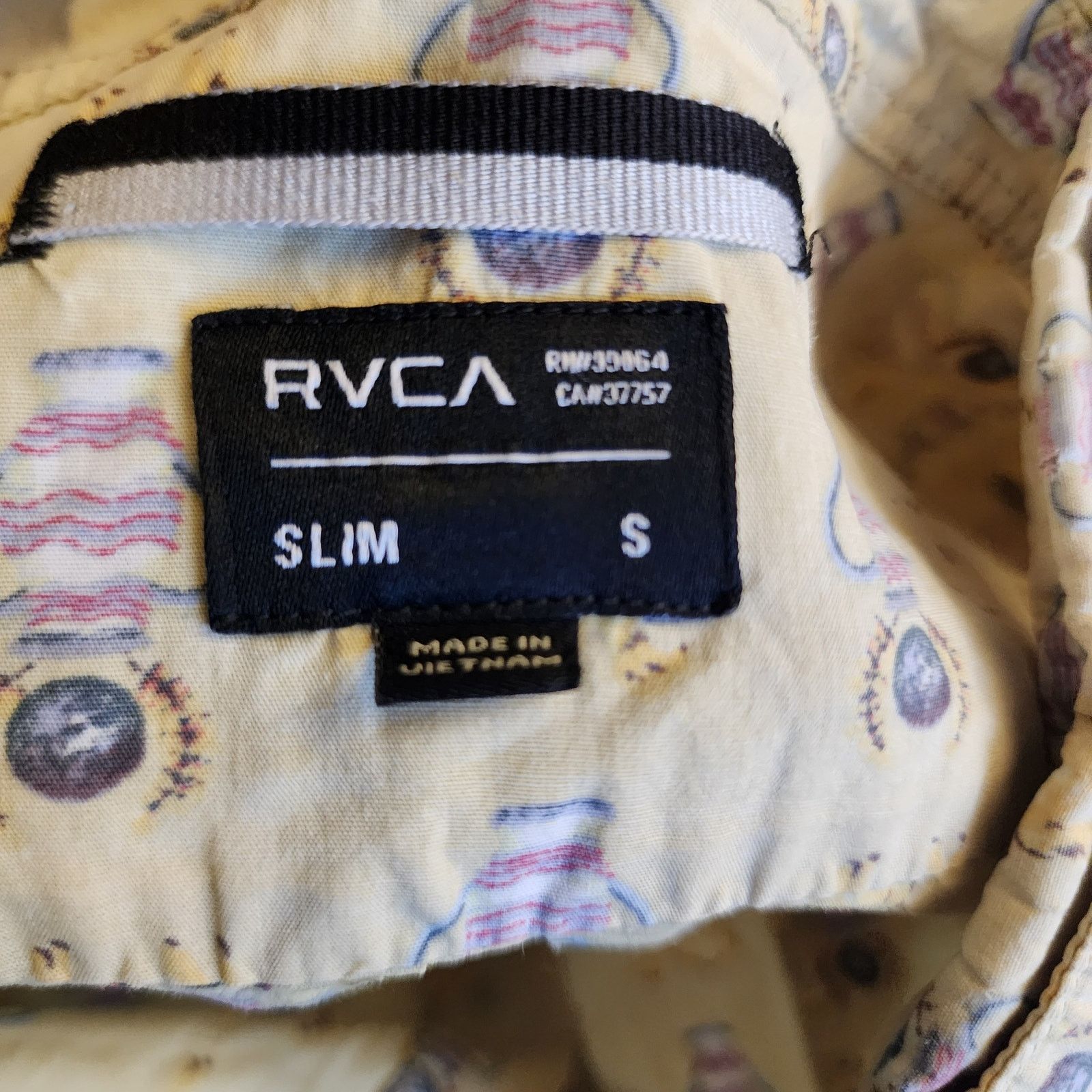 RVCA RVCA Slim Men's S Yellow Shirt | Artist Network Program Size US S / EU 44-46 / 1 - 6 Thumbnail