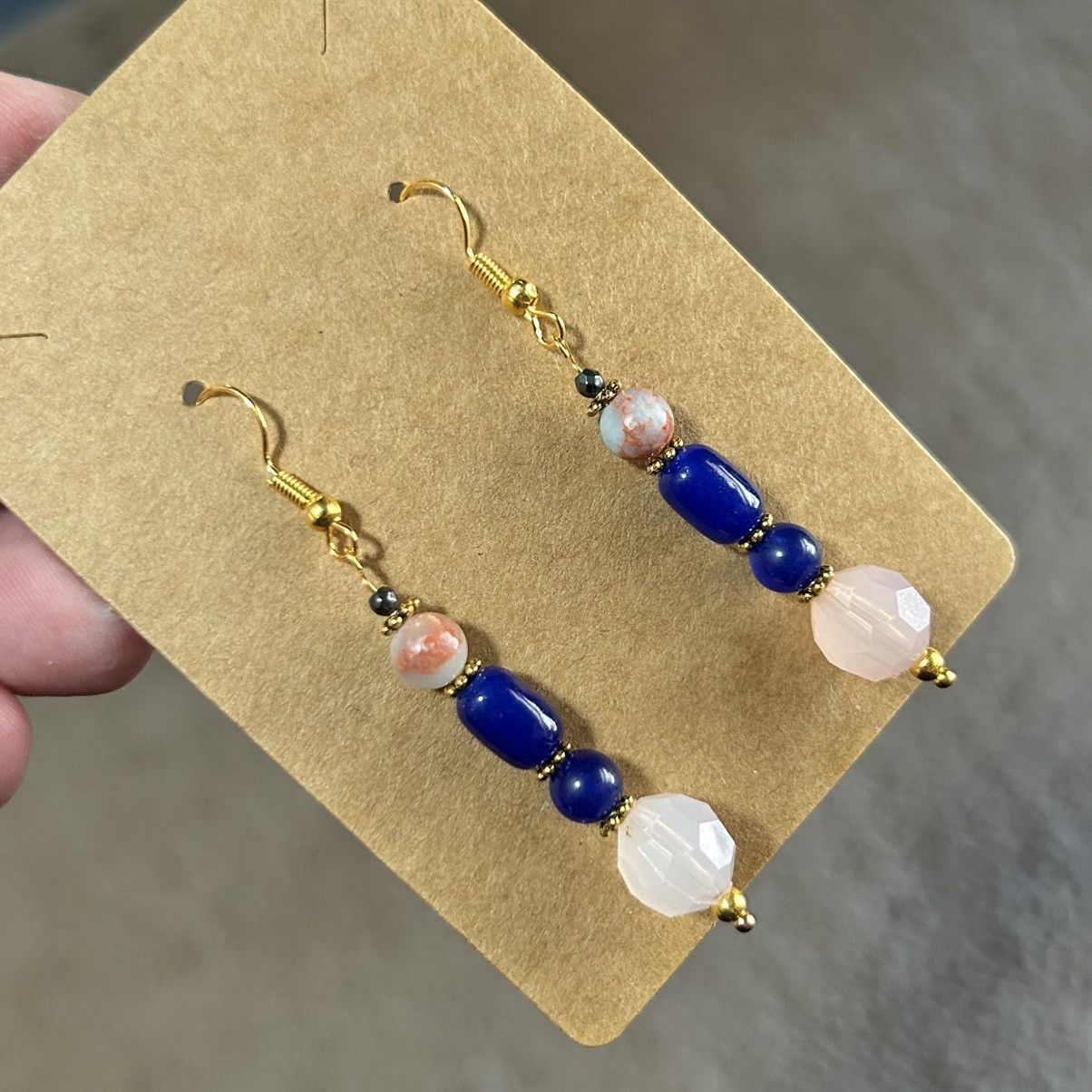 Handmade Handcrafted vintage bead cat eye glass earrings Size ONE SIZE - 1 Thumbnail
