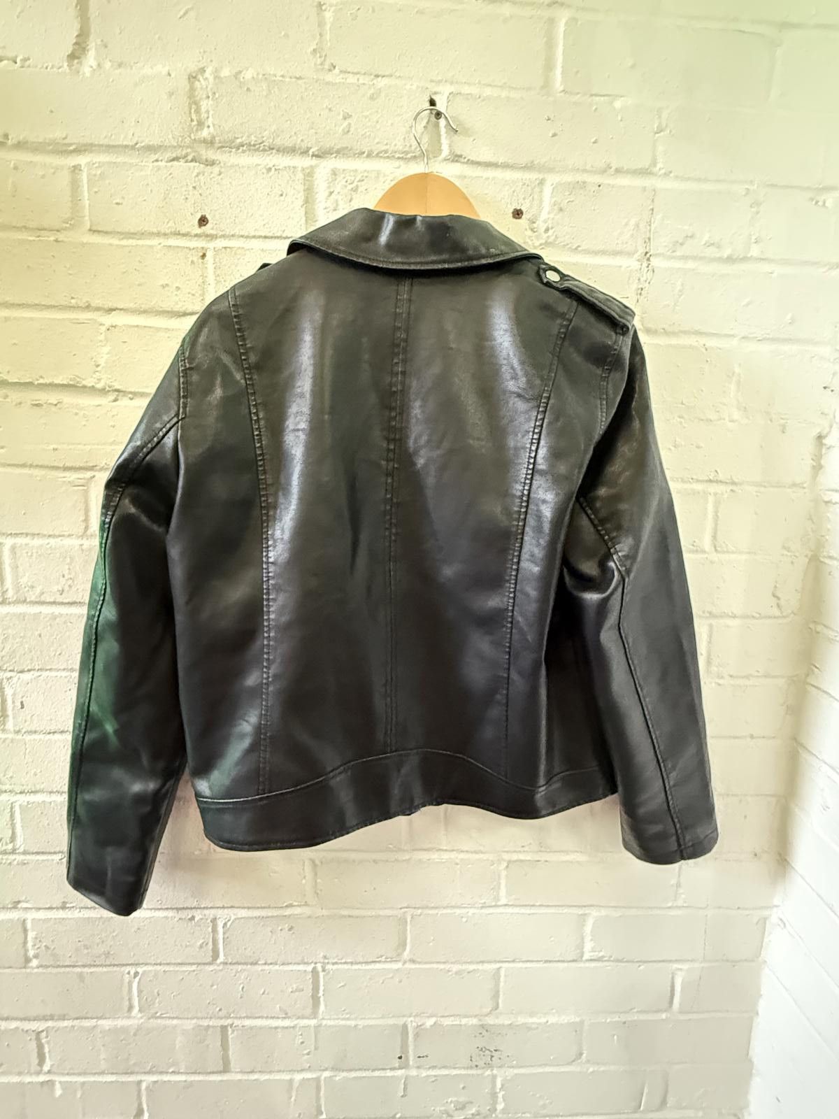 Karl Kani Kaar Black Leather Biker Jacket Size M / US 6-8 / IT 42-44 - 3 Thumbnail