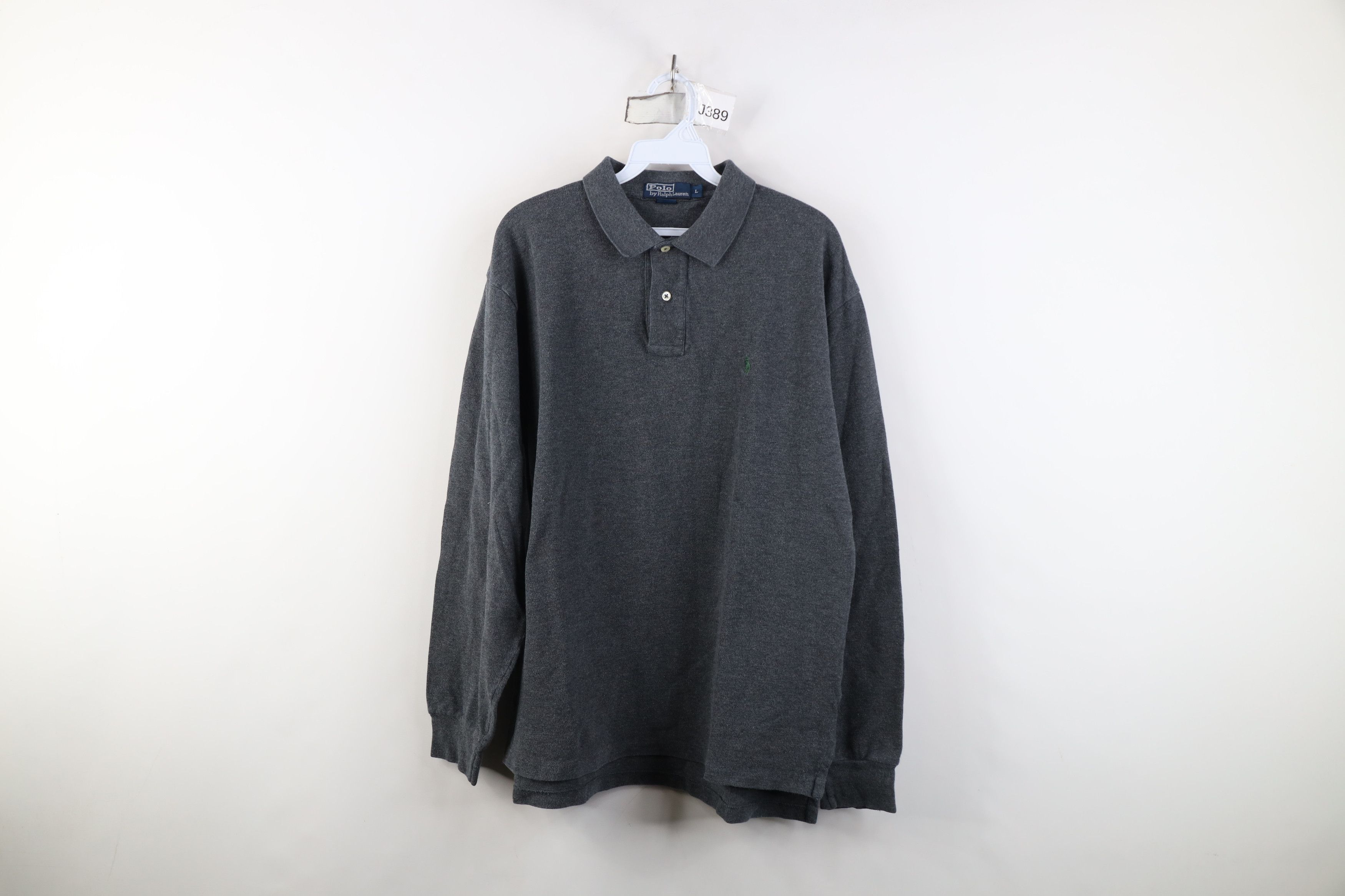Polo Ralph Lauren Vintage 90s Ralph Lauren Long Sleeve Rugby Polo Shirt Gray Size US L / EU 52-54 / 3 - 1 Thumbnail