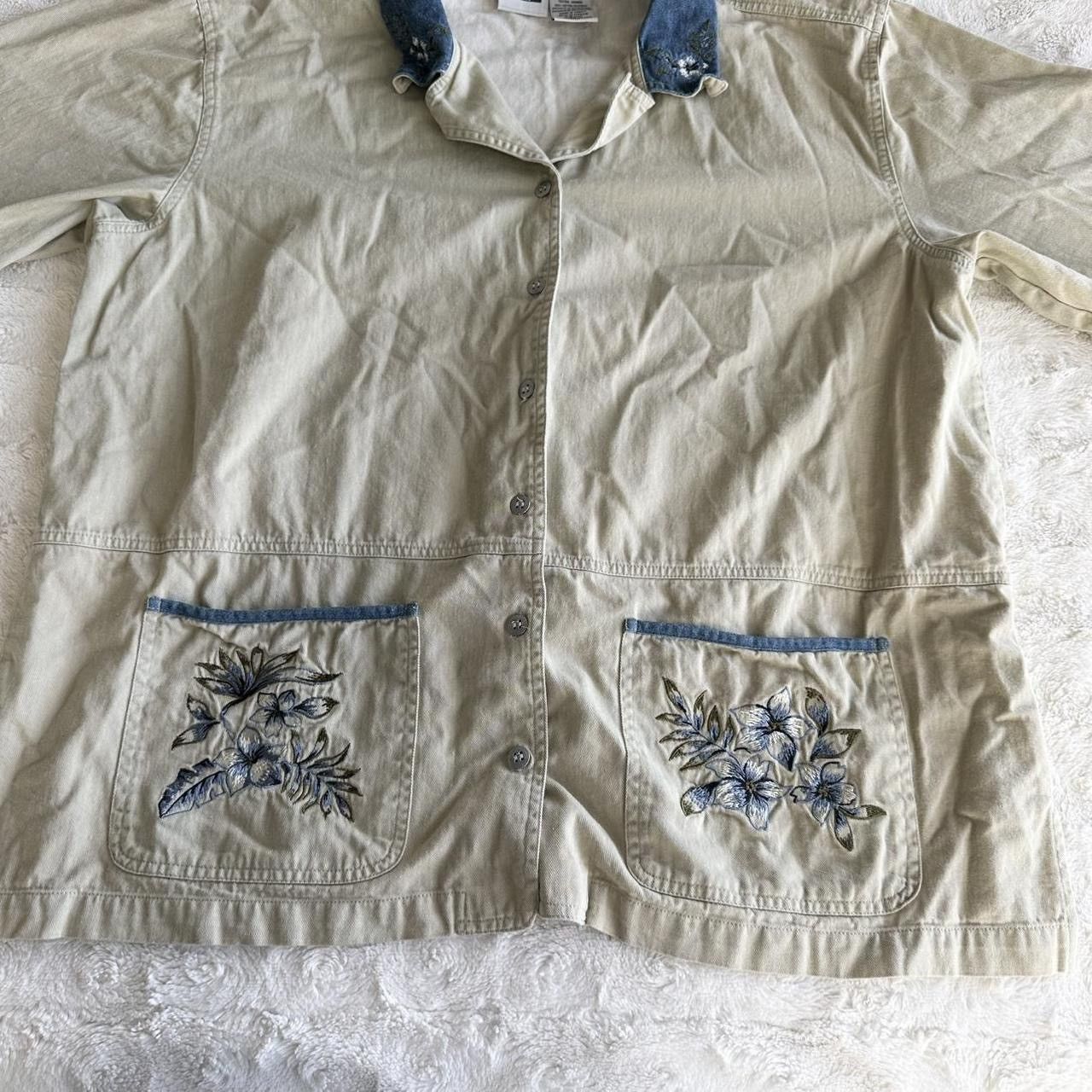 Other Vintage Chore Coat Jacket Womens 1X Beige Barn Denim Collar Size XL / US 12-14 / IT 48-50 - 4 Thumbnail
